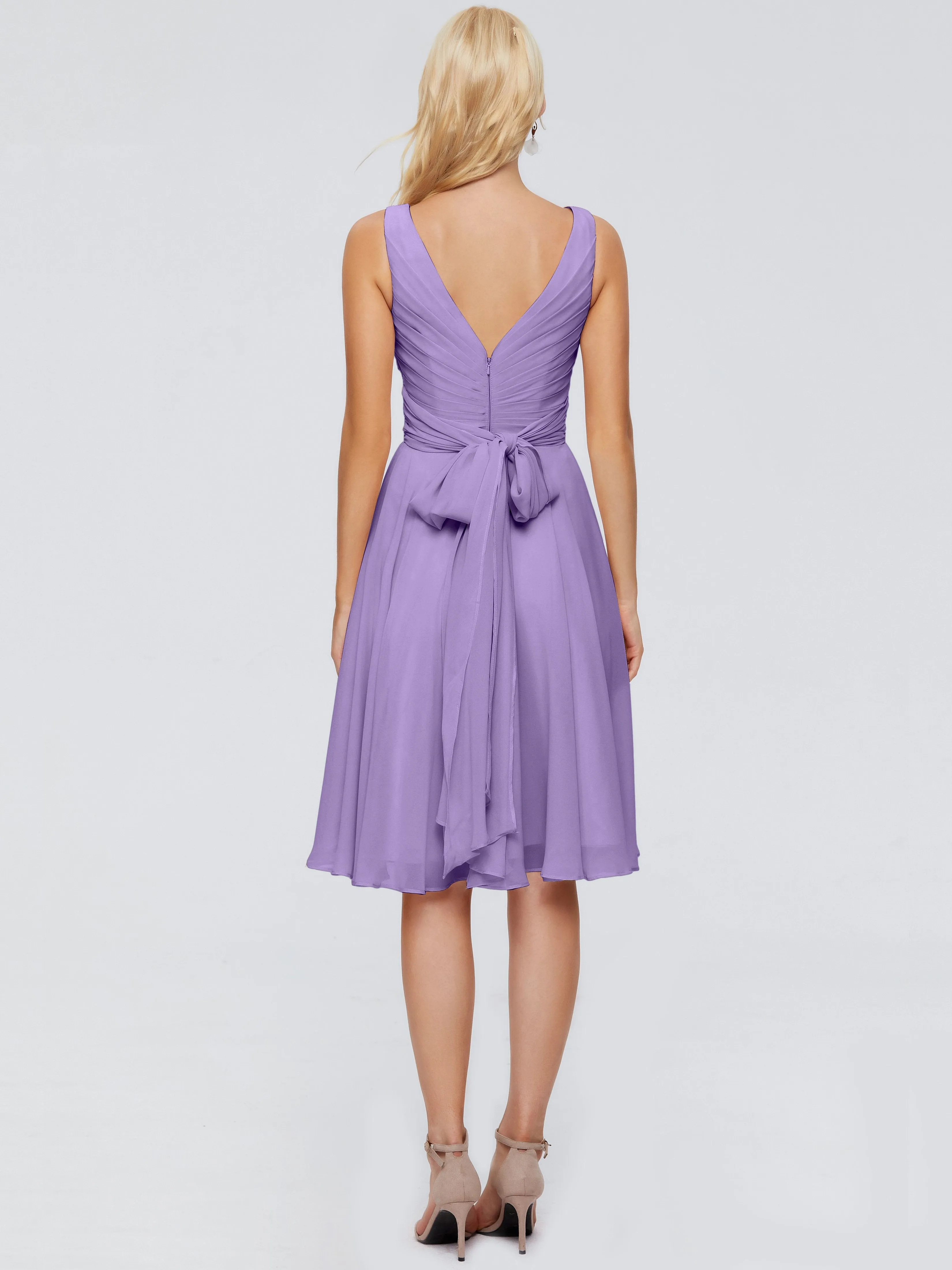 Jocelyn Lovely V-Neck Short Chiffon Bridesmaid Dresses