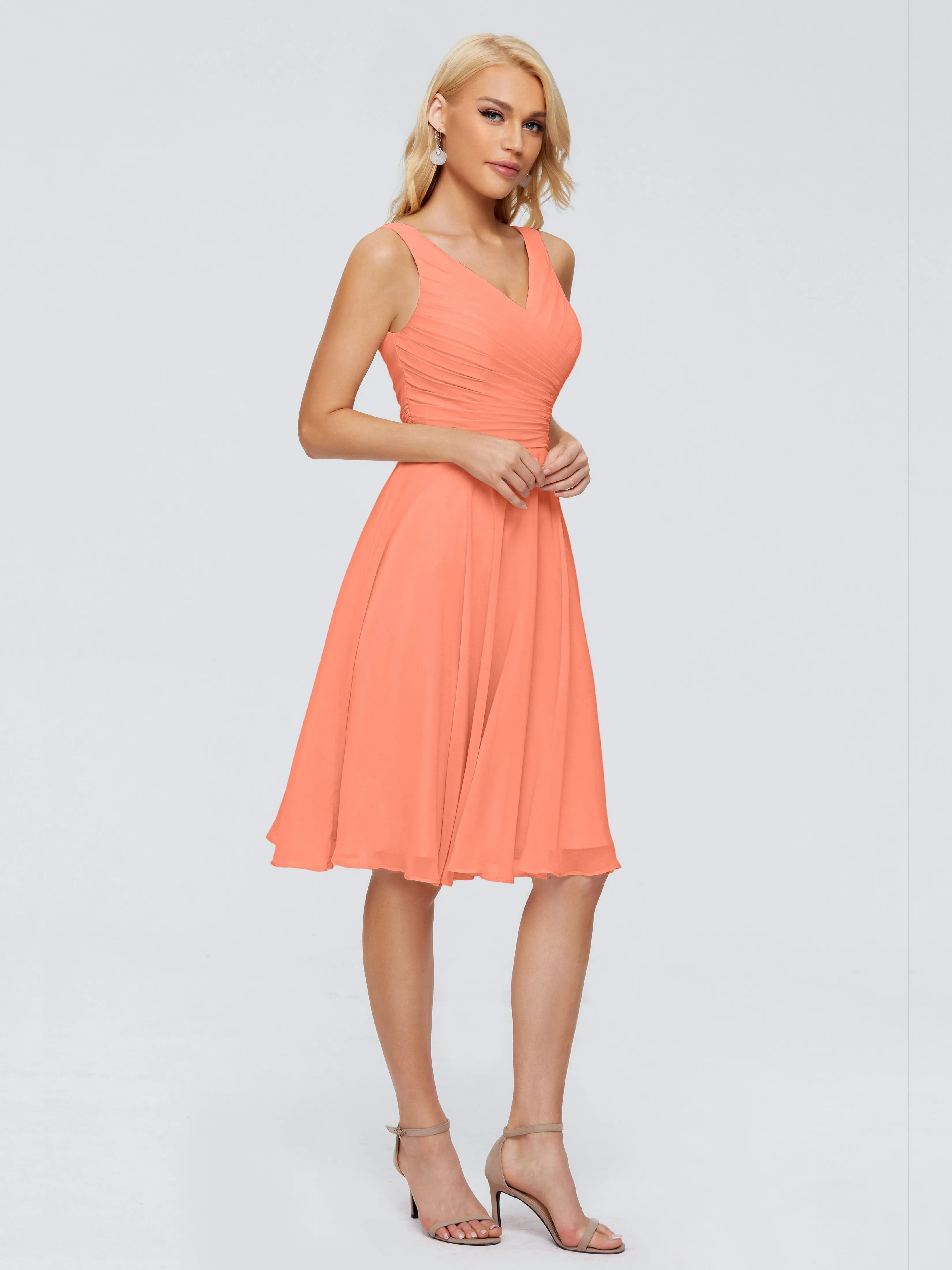 Jocelyn Lovely V-Neck Short Chiffon Bridesmaid Dresses