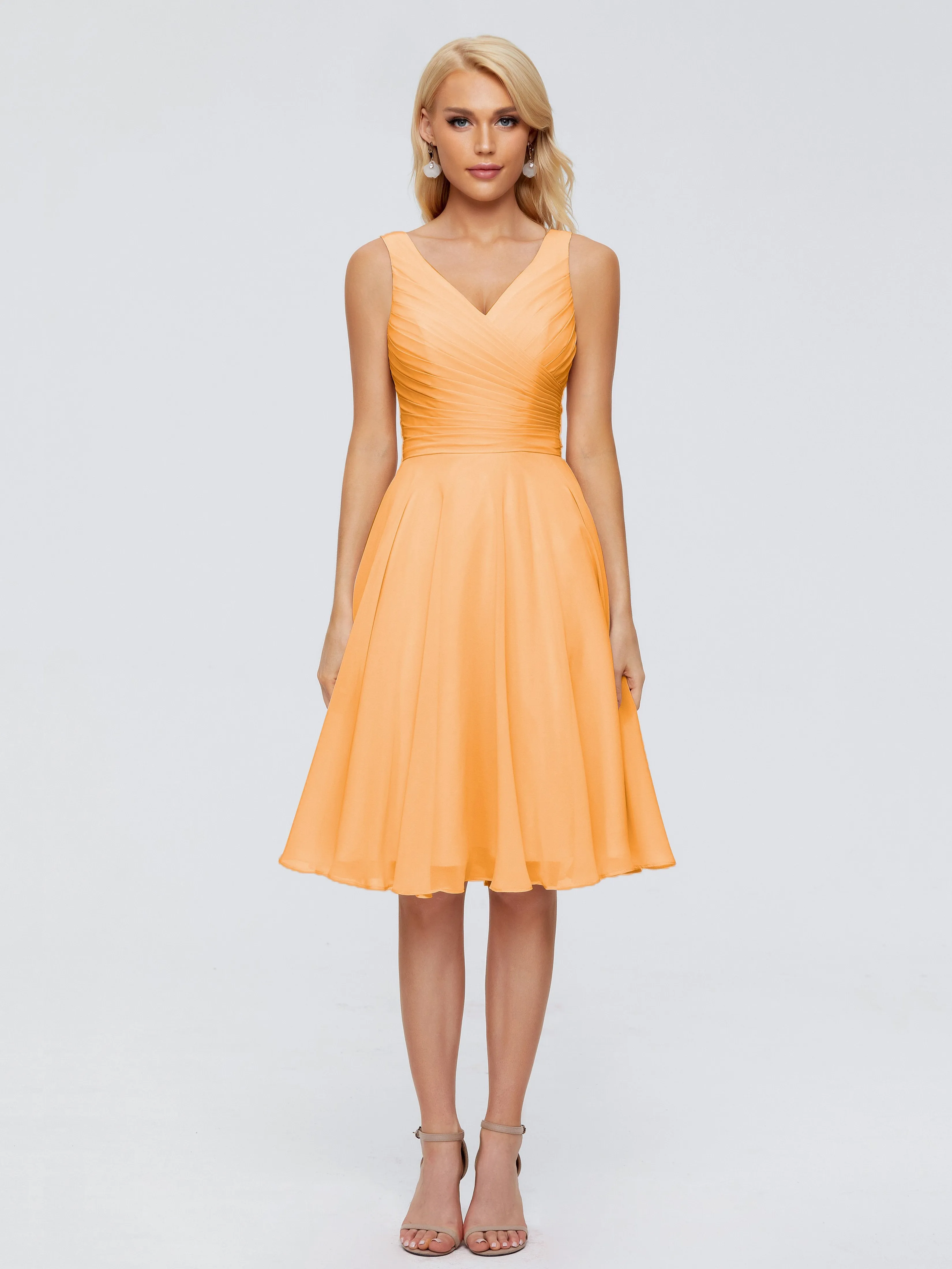 Jocelyn Lovely V-Neck Short Chiffon Bridesmaid Dresses