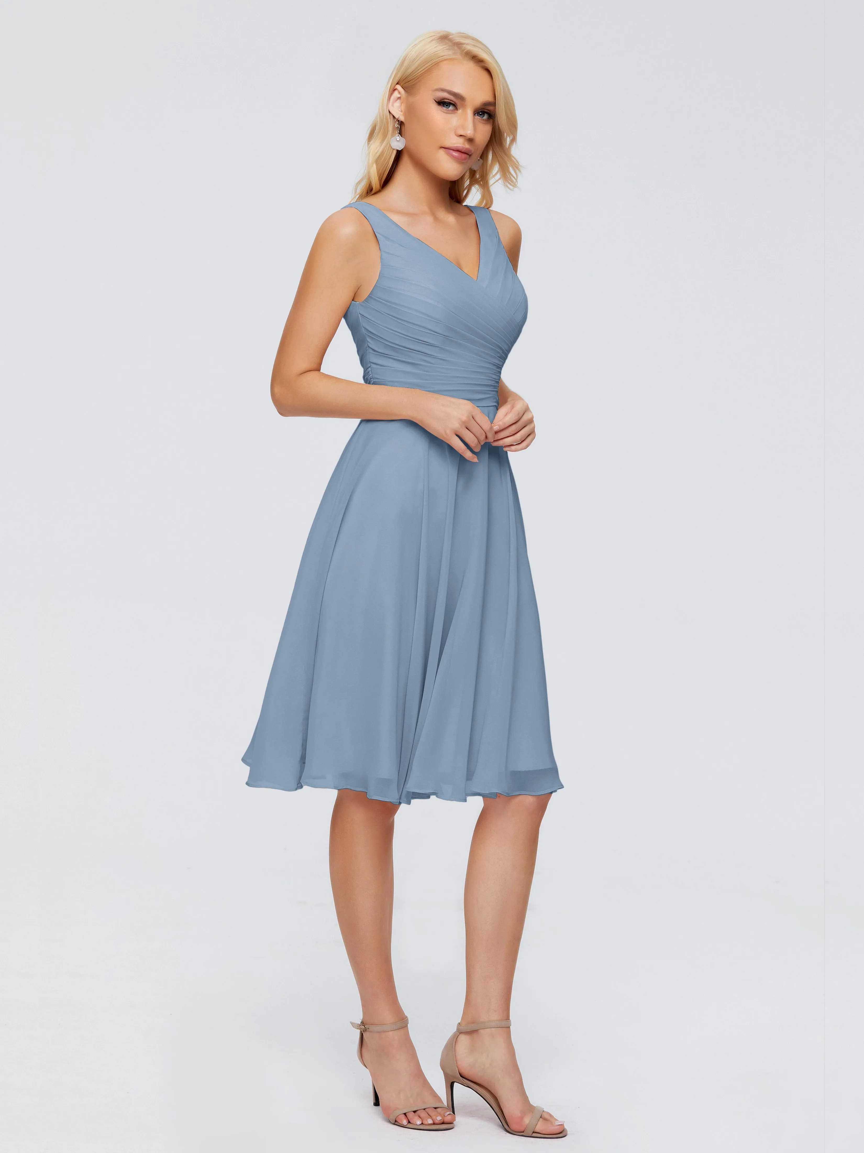 Jocelyn Lovely V-Neck Short Chiffon Bridesmaid Dresses