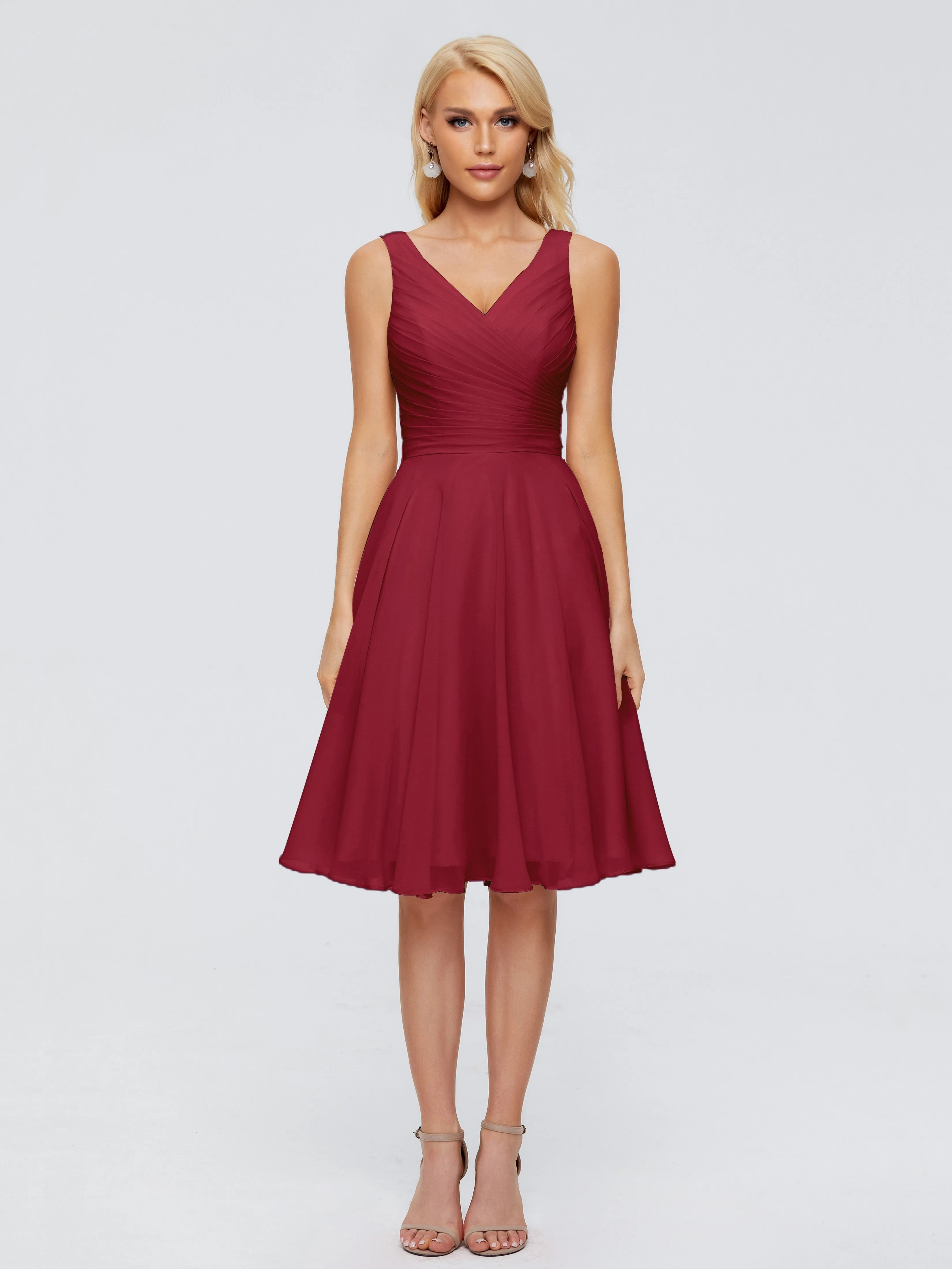 Jocelyn Lovely V-Neck Short Chiffon Bridesmaid Dresses