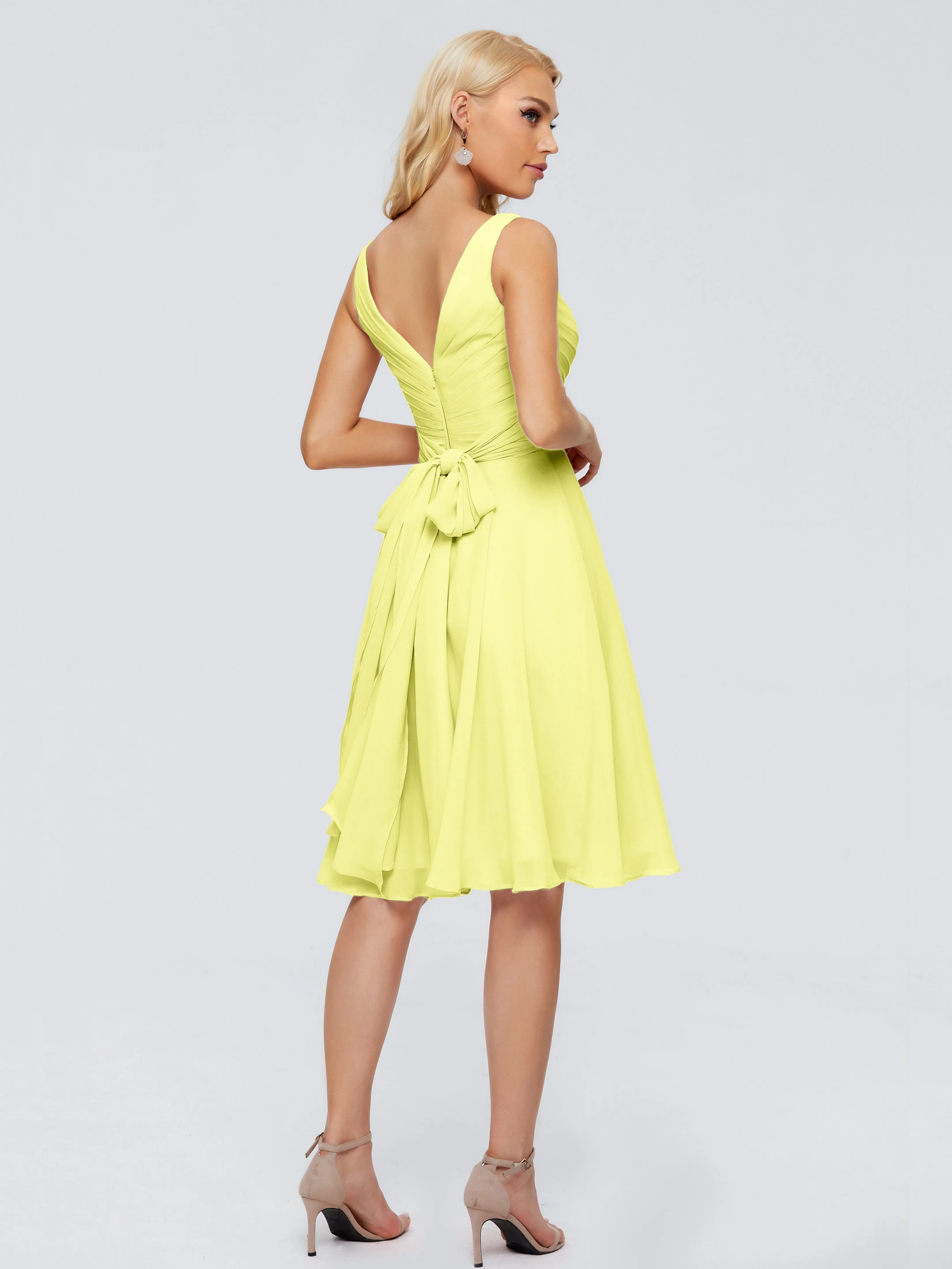 Jocelyn Lovely V-Neck Short Chiffon Bridesmaid Dresses