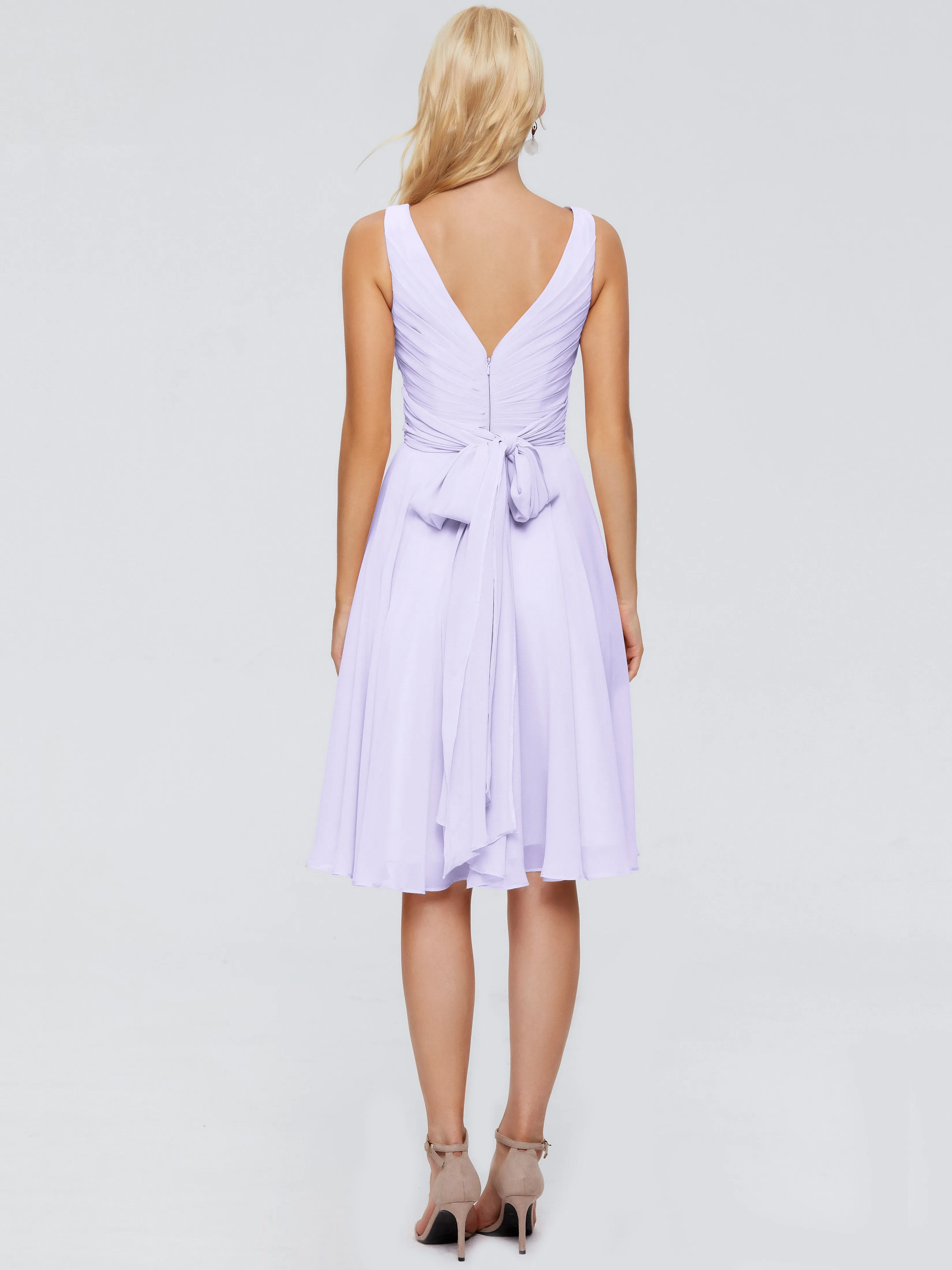 Jocelyn Lovely V-Neck Short Chiffon Bridesmaid Dresses