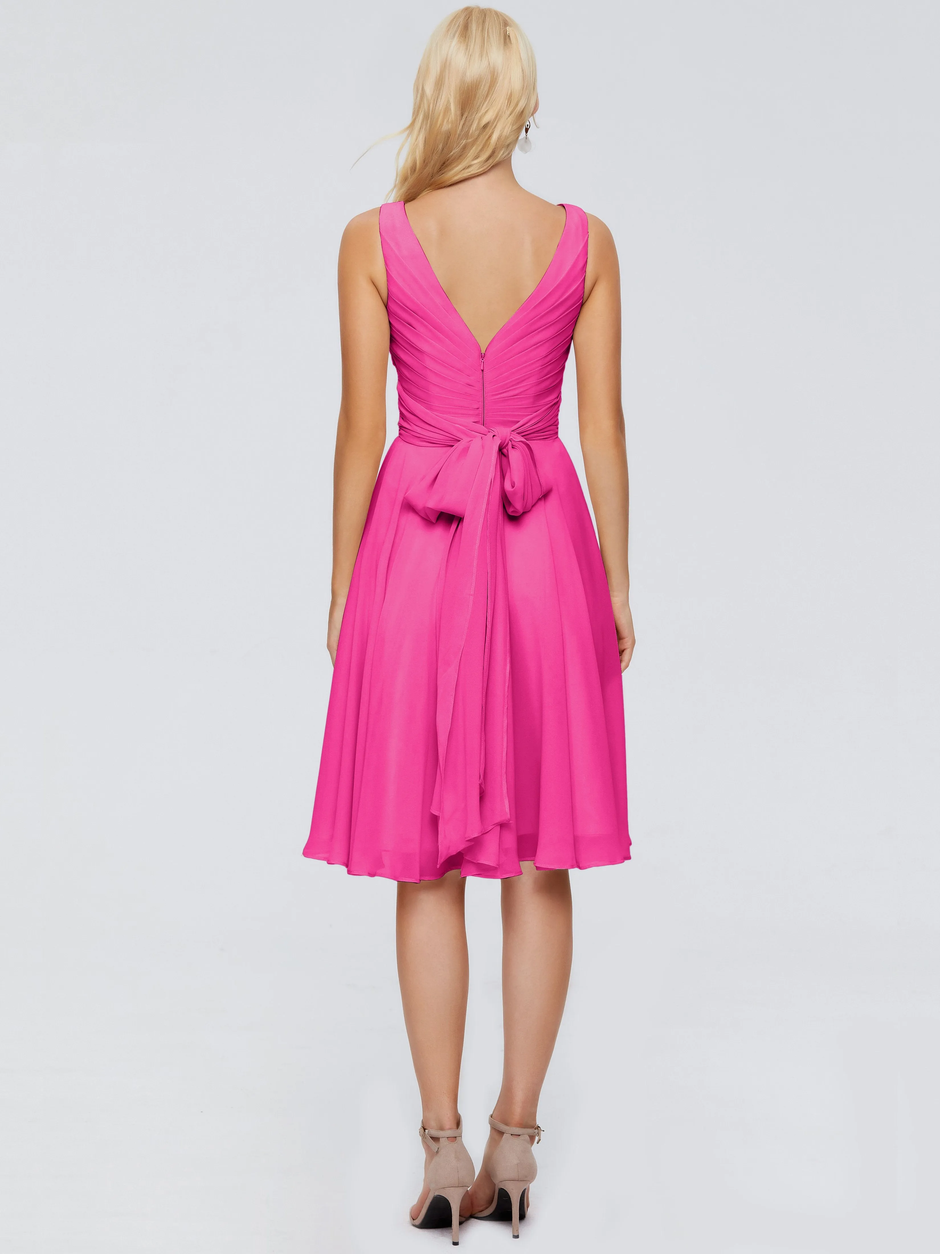 Jocelyn Lovely V-Neck Short Chiffon Bridesmaid Dresses