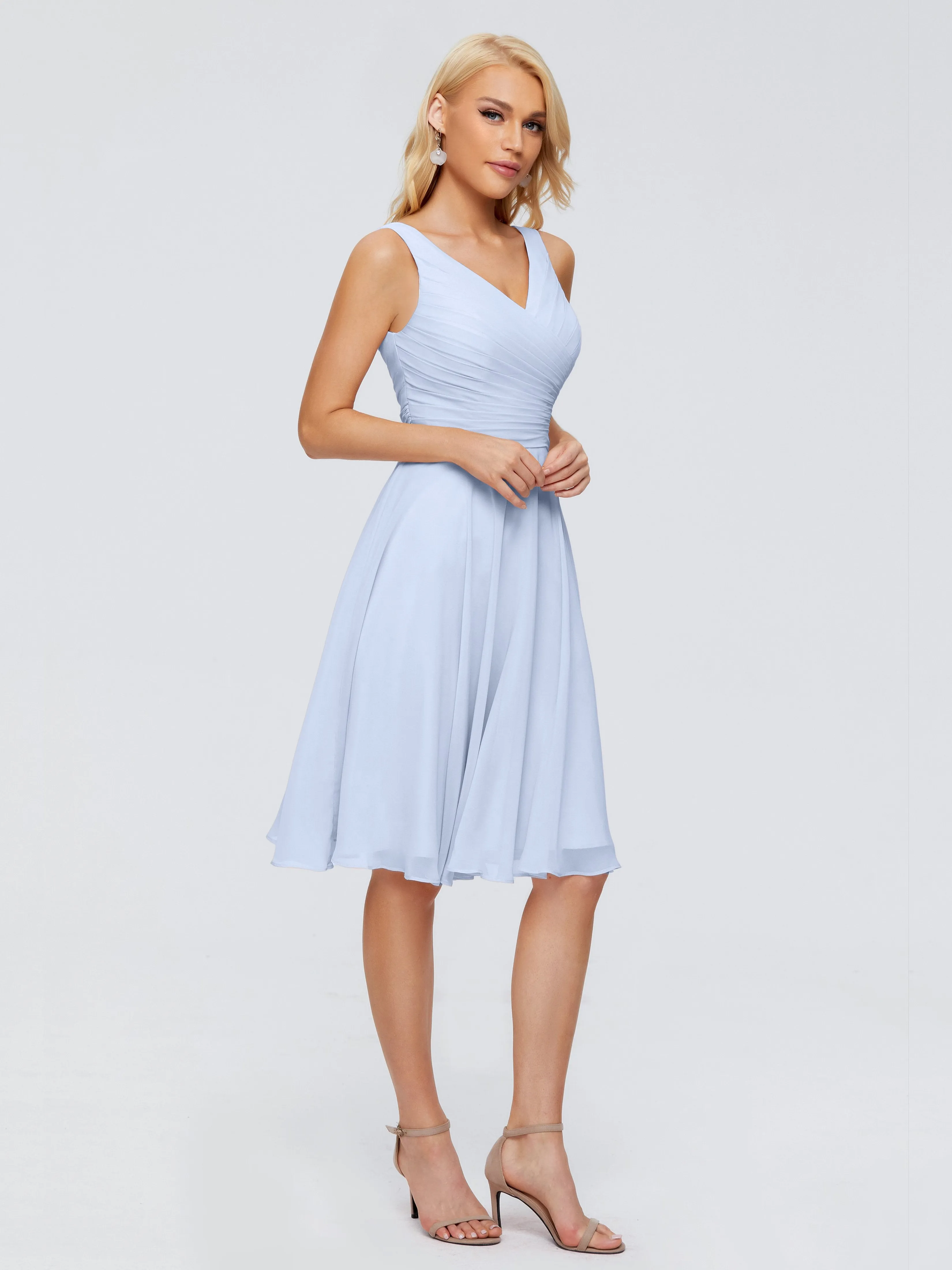 Jocelyn Lovely V-Neck Short Chiffon Bridesmaid Dresses