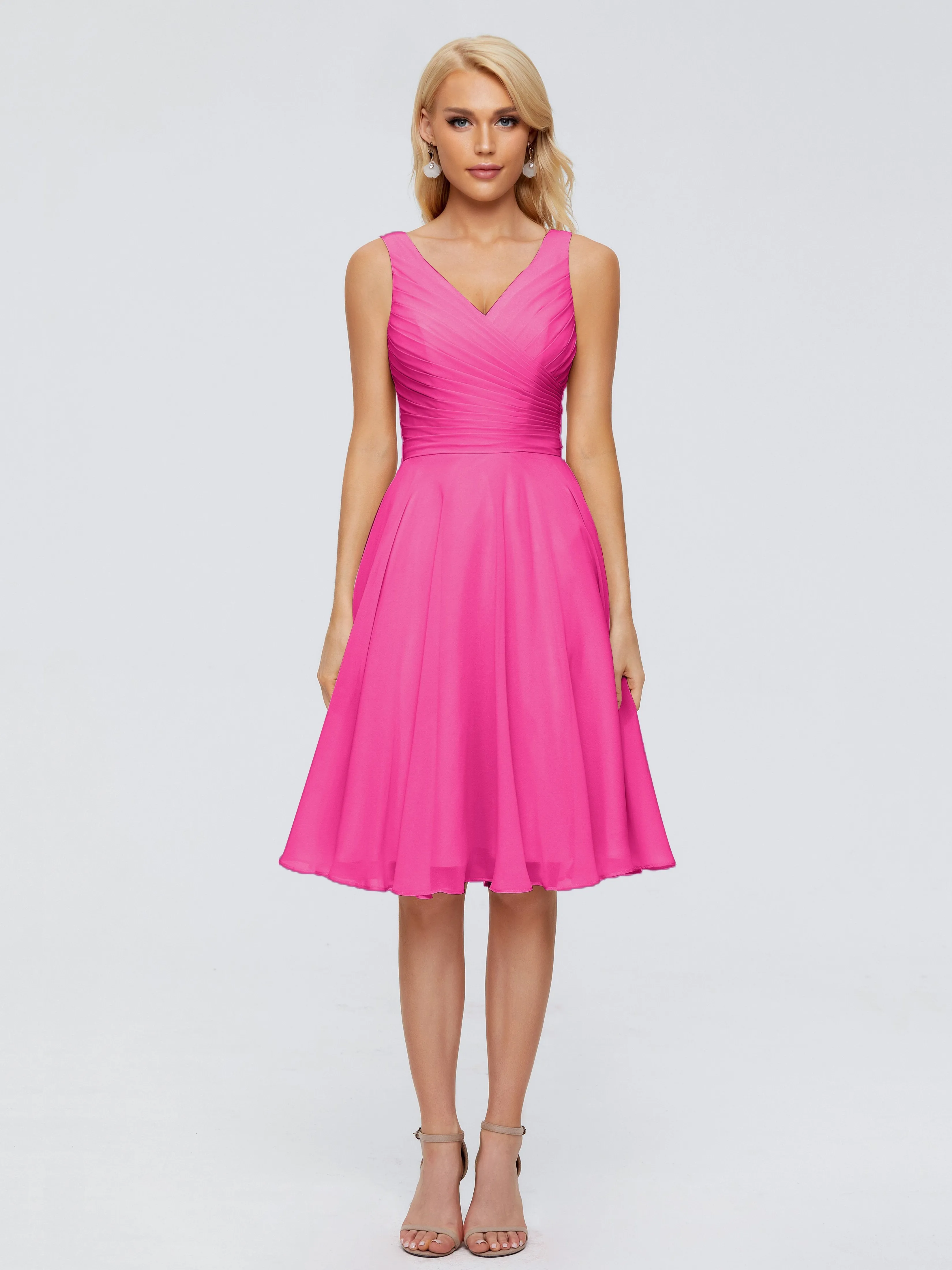 Jocelyn Lovely V-Neck Short Chiffon Bridesmaid Dresses