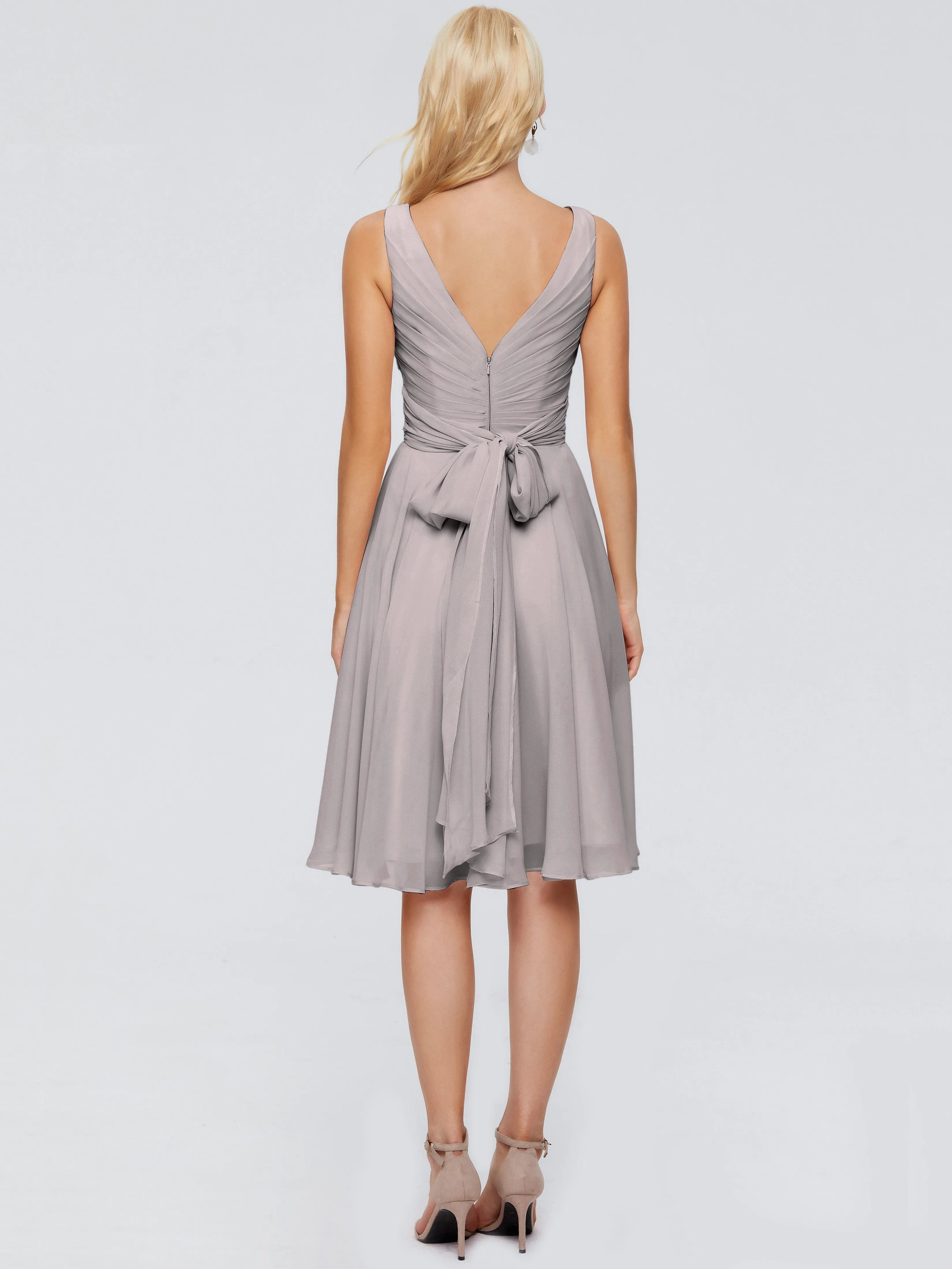 Jocelyn Lovely V-Neck Short Chiffon Bridesmaid Dresses