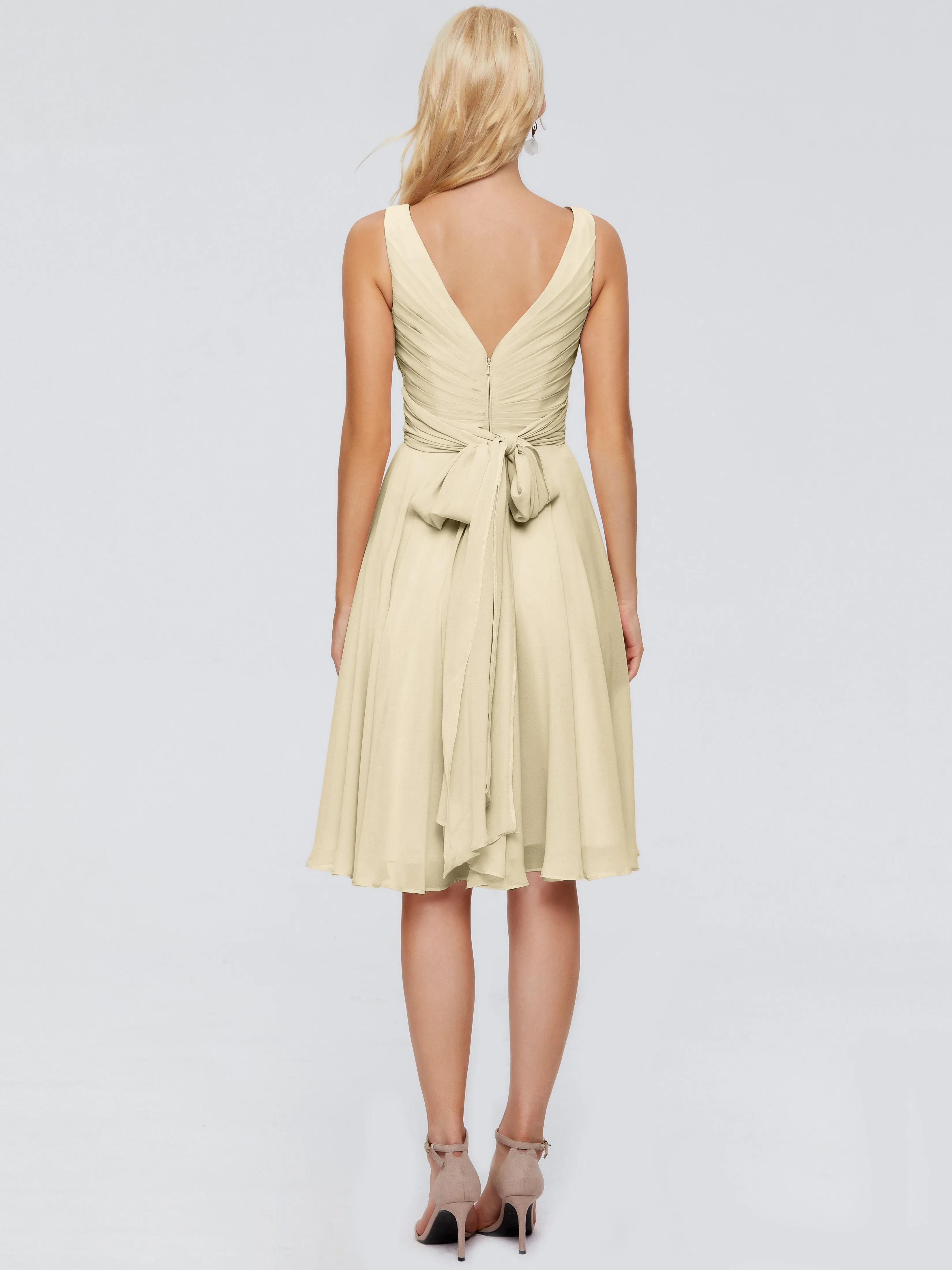 Jocelyn Lovely V-Neck Short Chiffon Bridesmaid Dresses