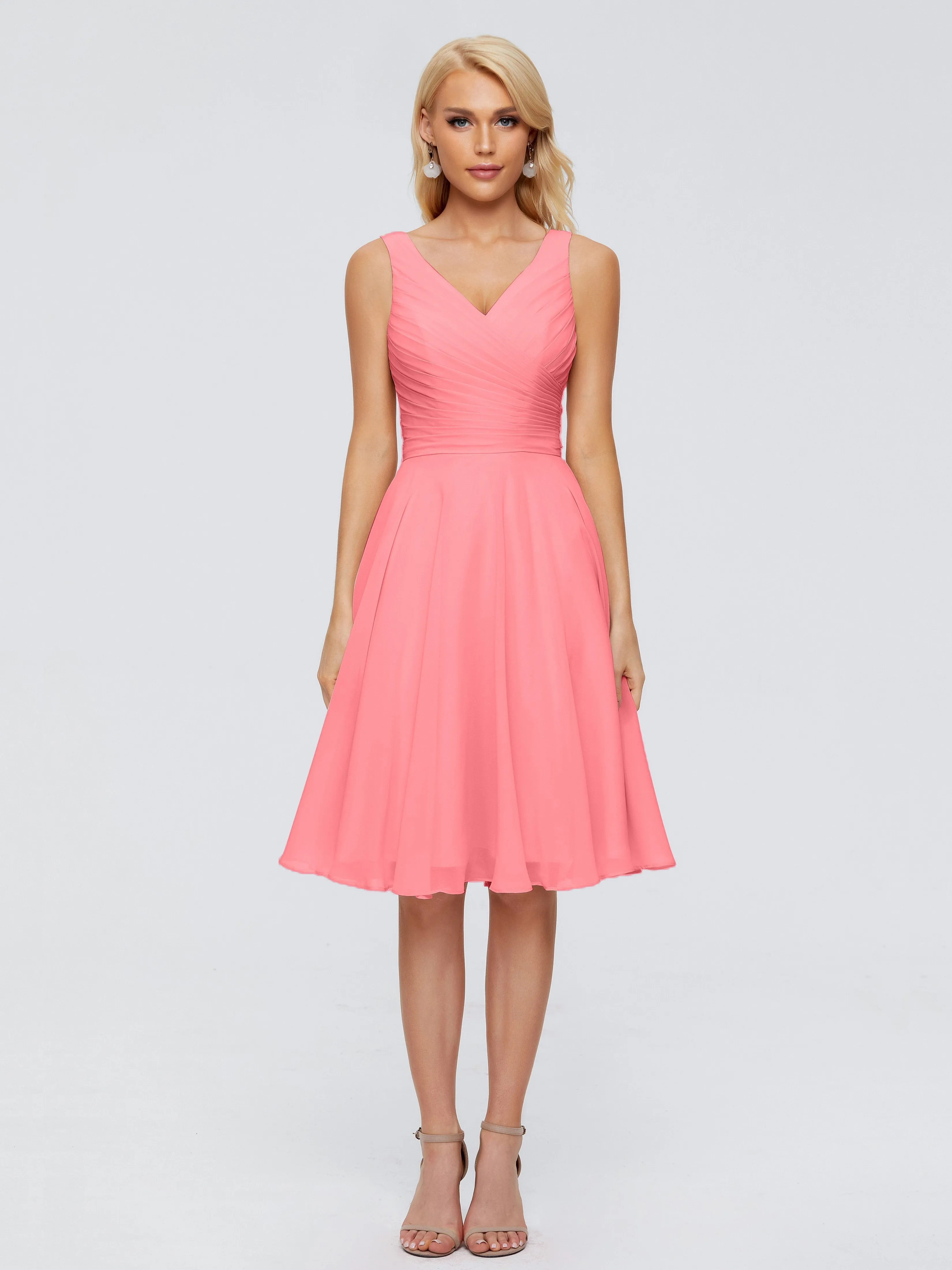 Jocelyn Lovely V-Neck Short Chiffon Bridesmaid Dresses