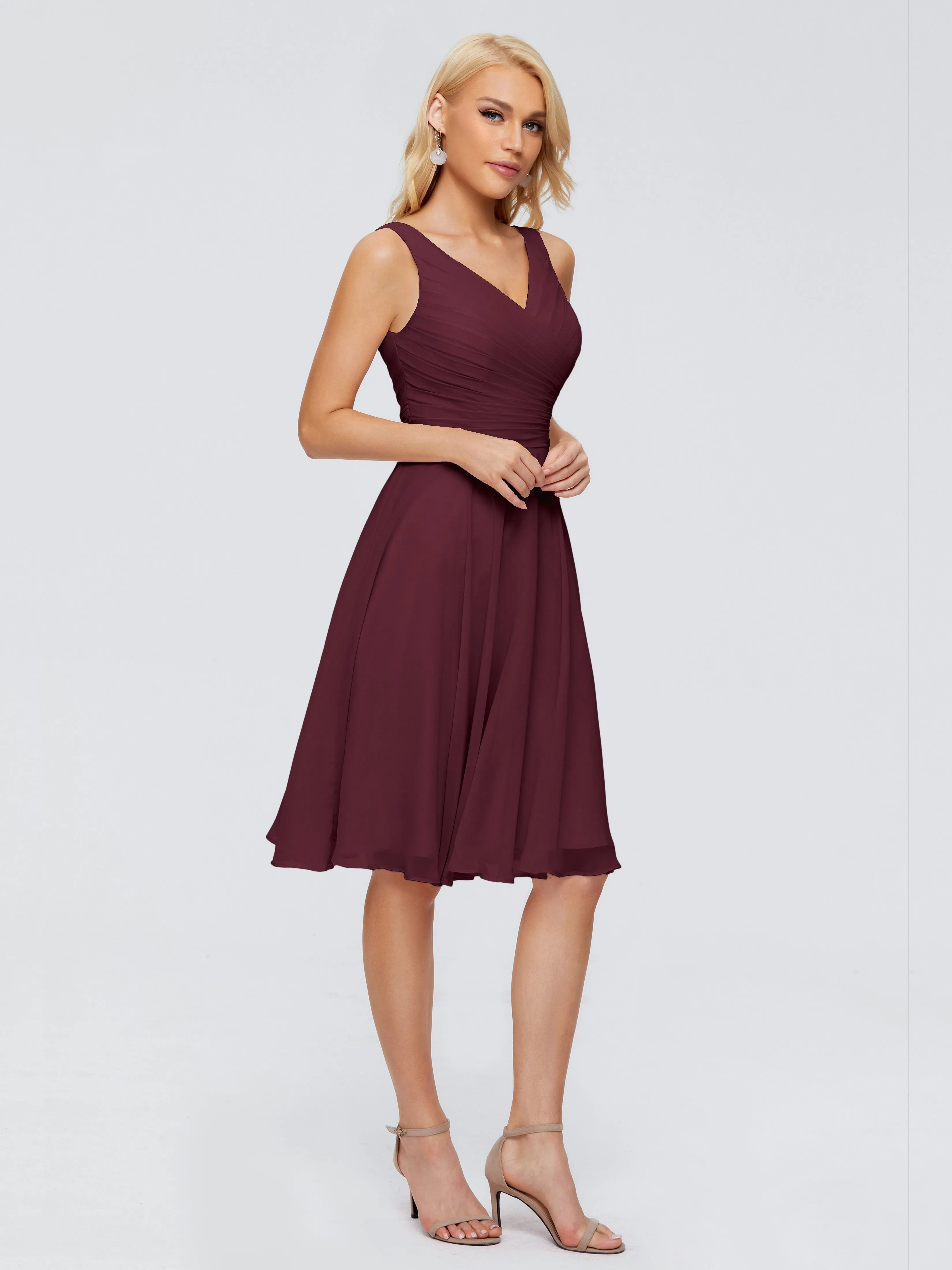 Jocelyn Lovely V-Neck Short Chiffon Bridesmaid Dresses