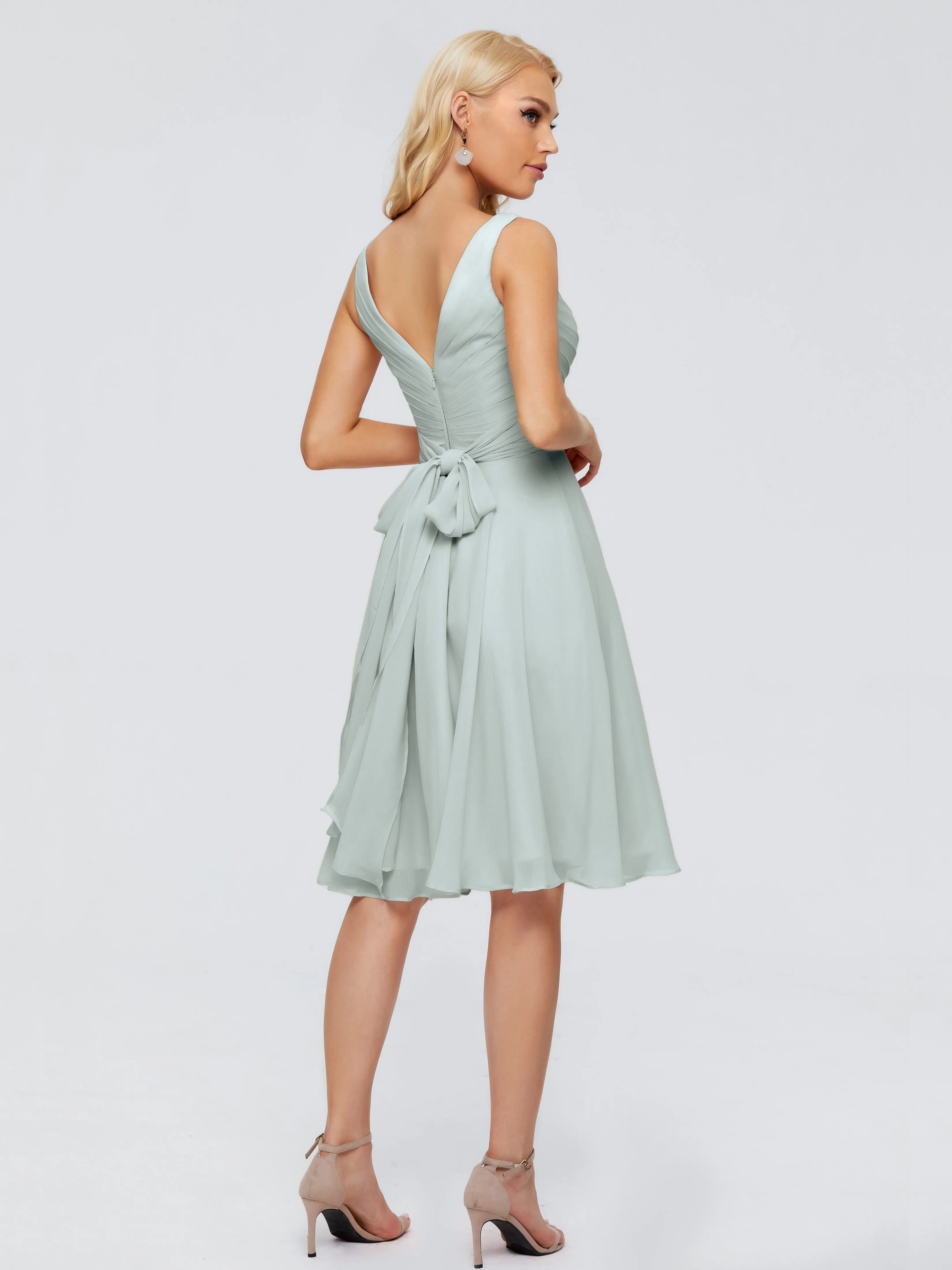 Jocelyn Lovely V-Neck Short Chiffon Bridesmaid Dresses