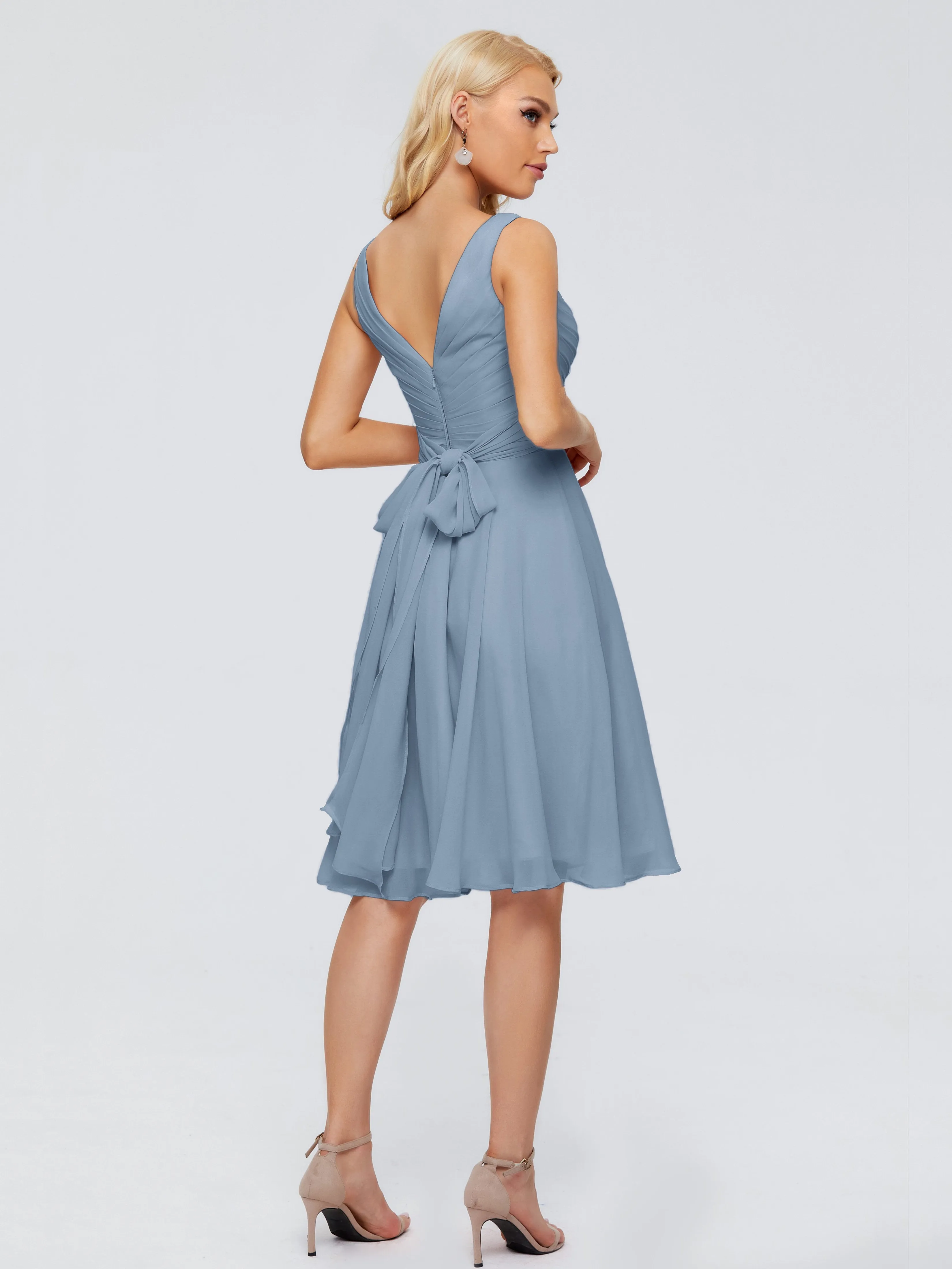 Jocelyn Lovely V-Neck Short Chiffon Bridesmaid Dresses