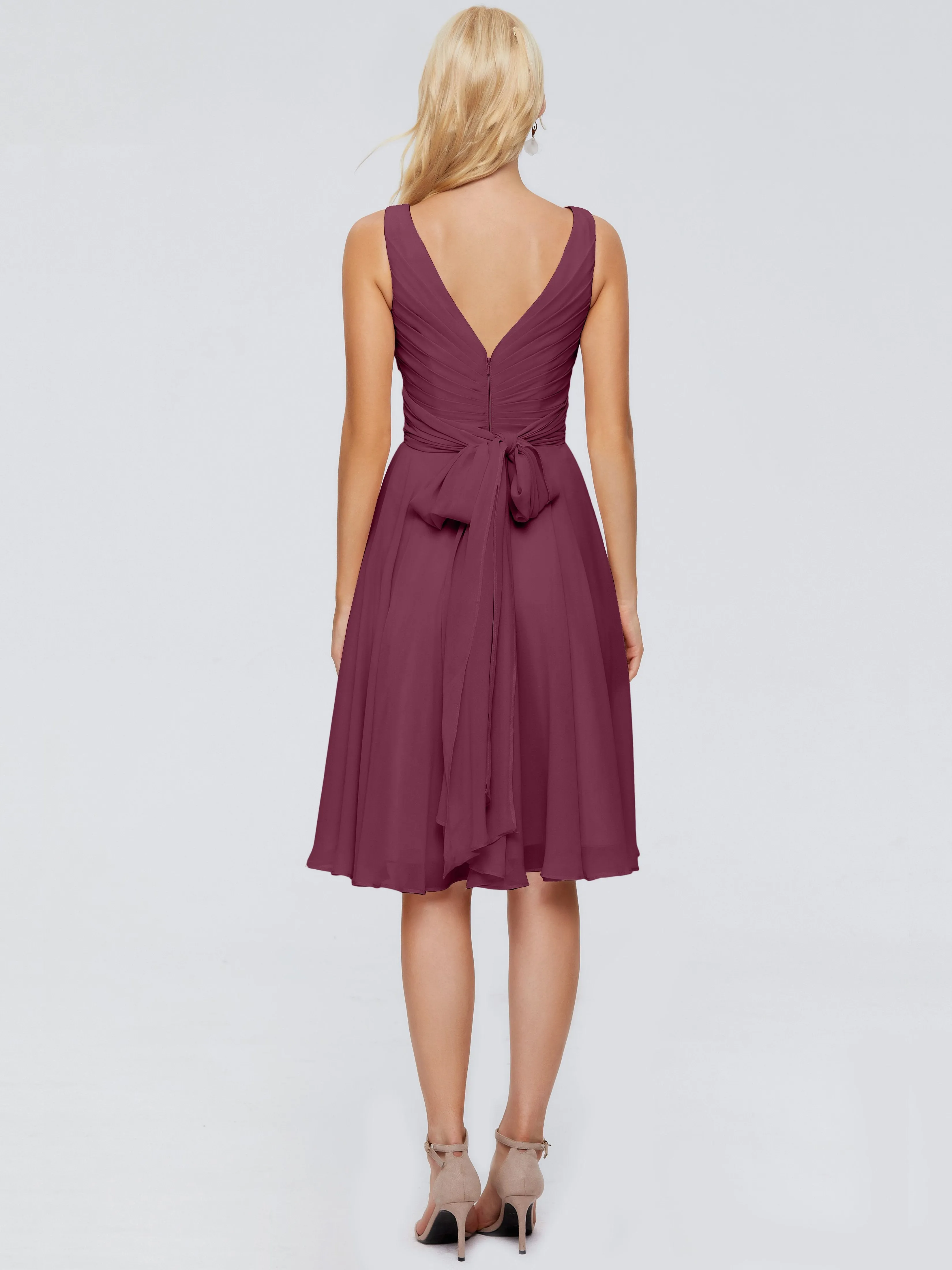 Jocelyn Lovely V-Neck Short Chiffon Bridesmaid Dresses