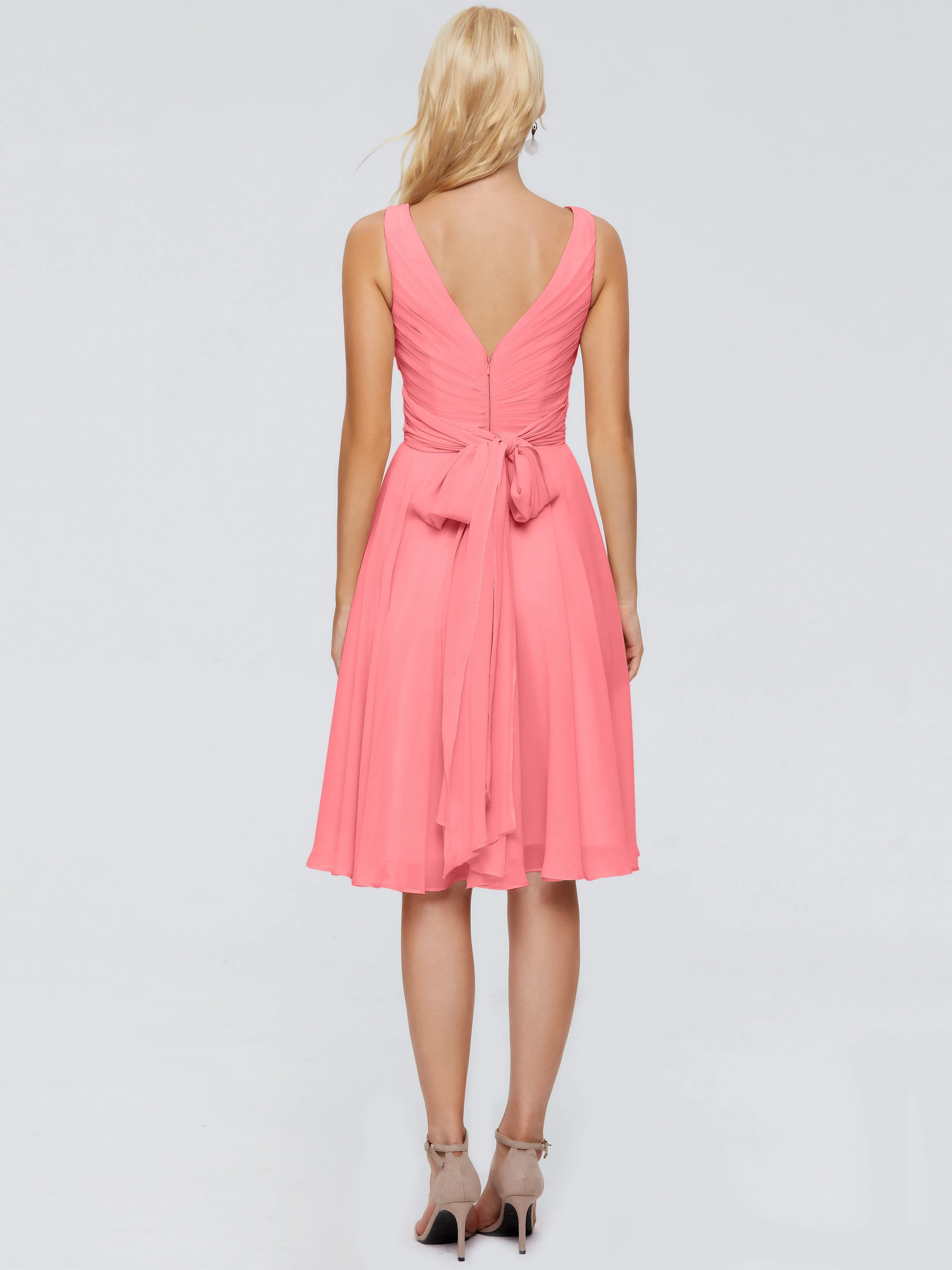 Jocelyn Lovely V-Neck Short Chiffon Bridesmaid Dresses