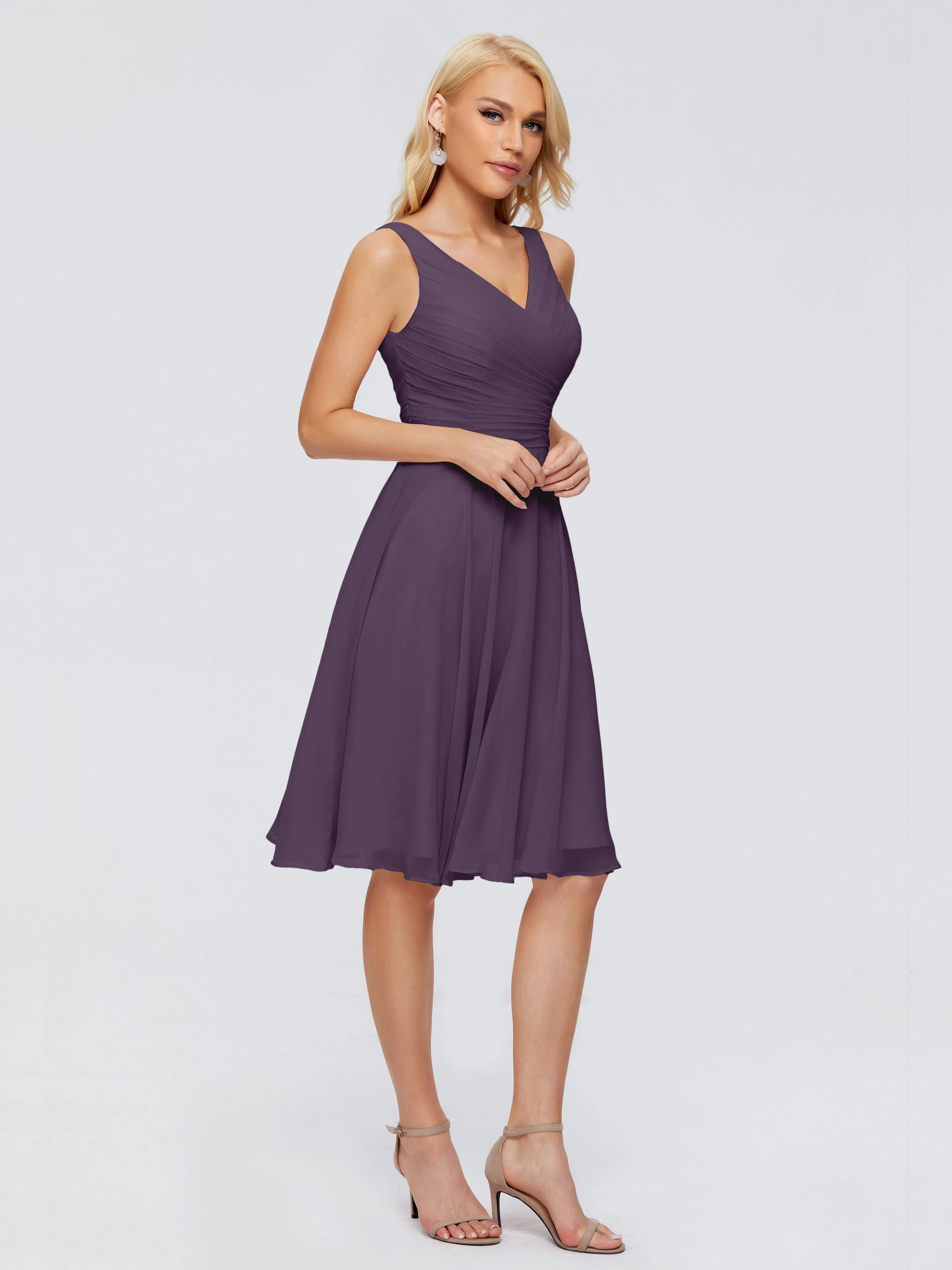 Jocelyn Lovely V-Neck Short Chiffon Bridesmaid Dresses