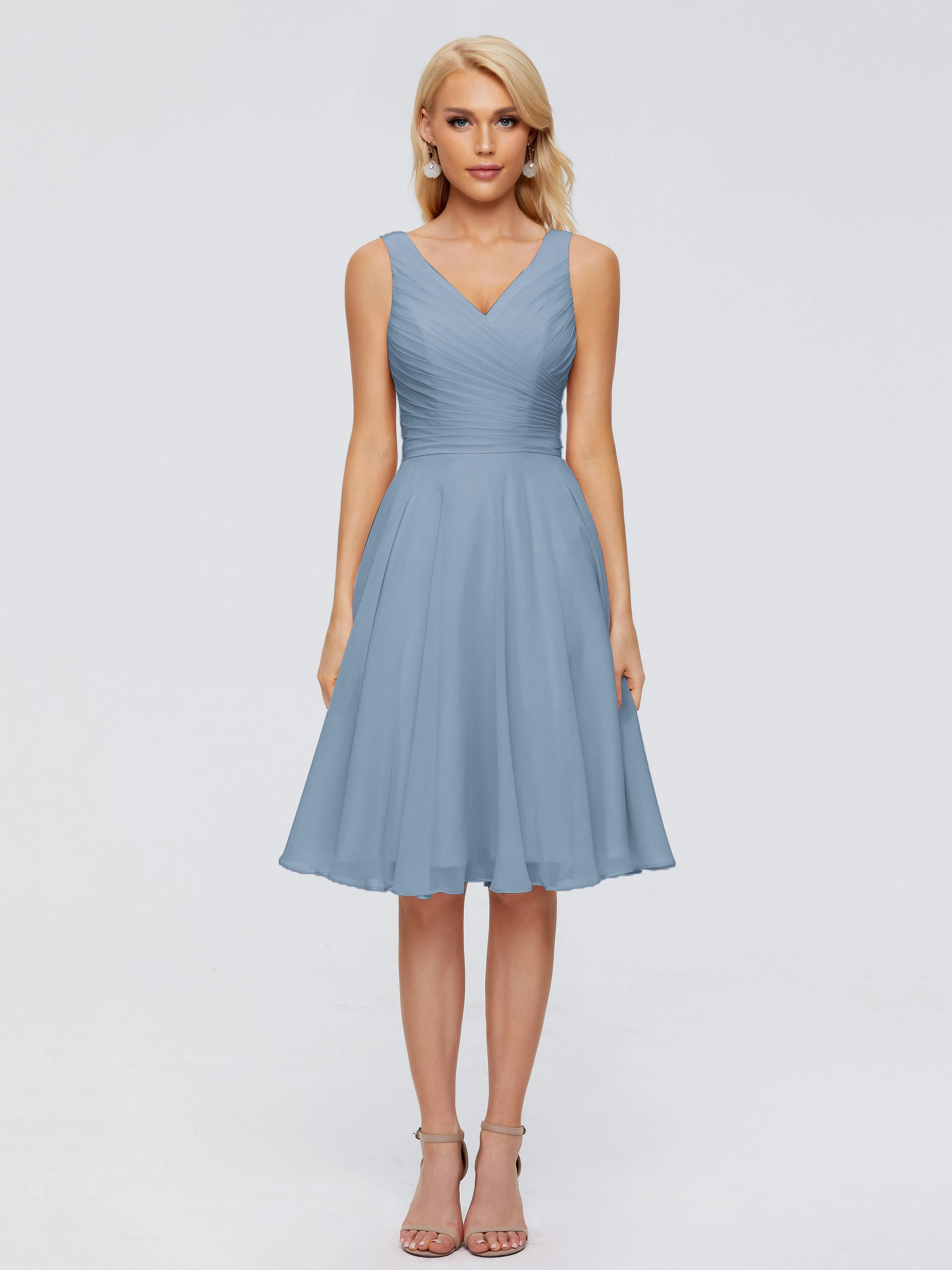 Jocelyn Lovely V-Neck Short Chiffon Bridesmaid Dresses