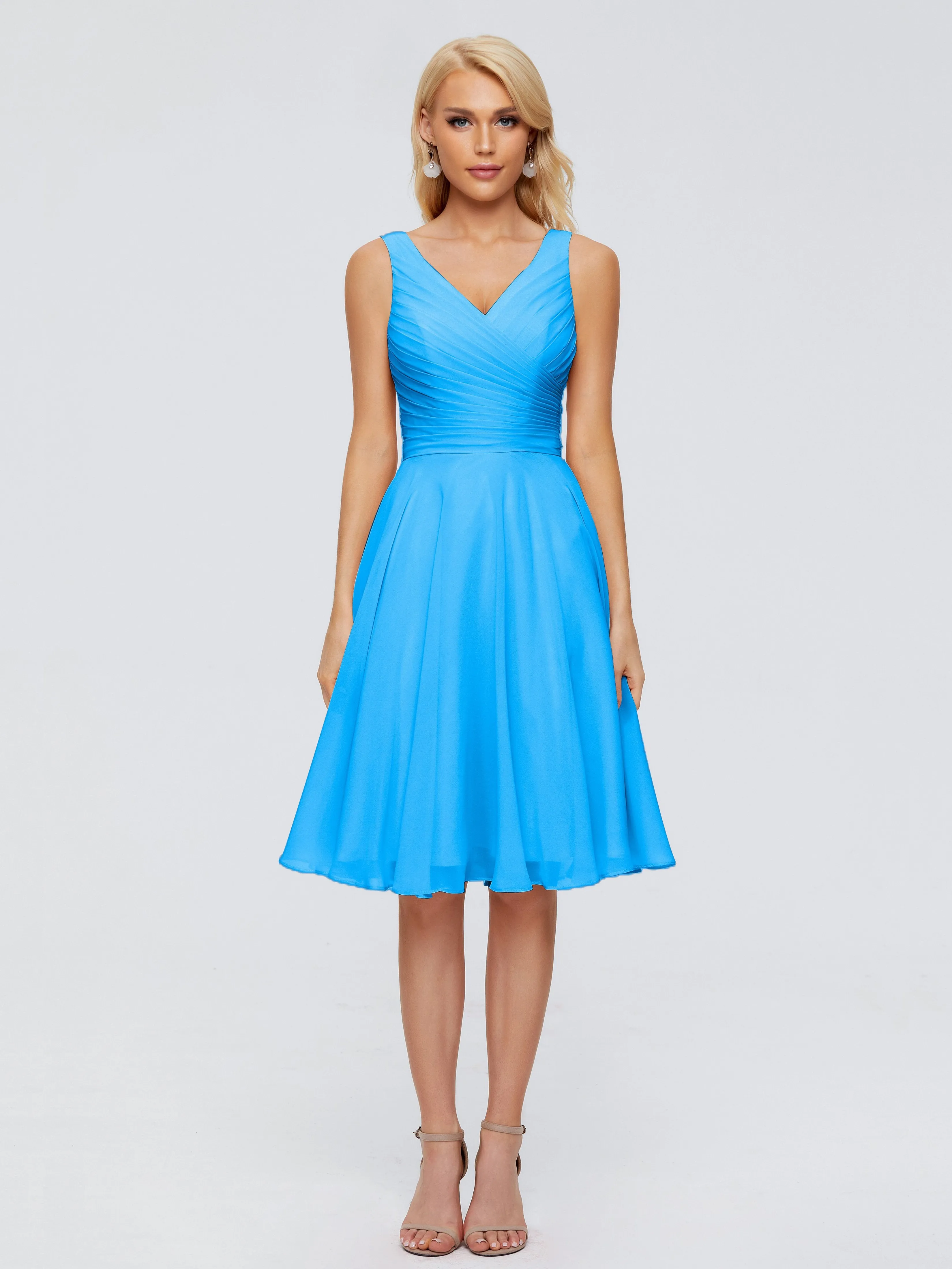 Jocelyn Lovely V-Neck Short Chiffon Bridesmaid Dresses