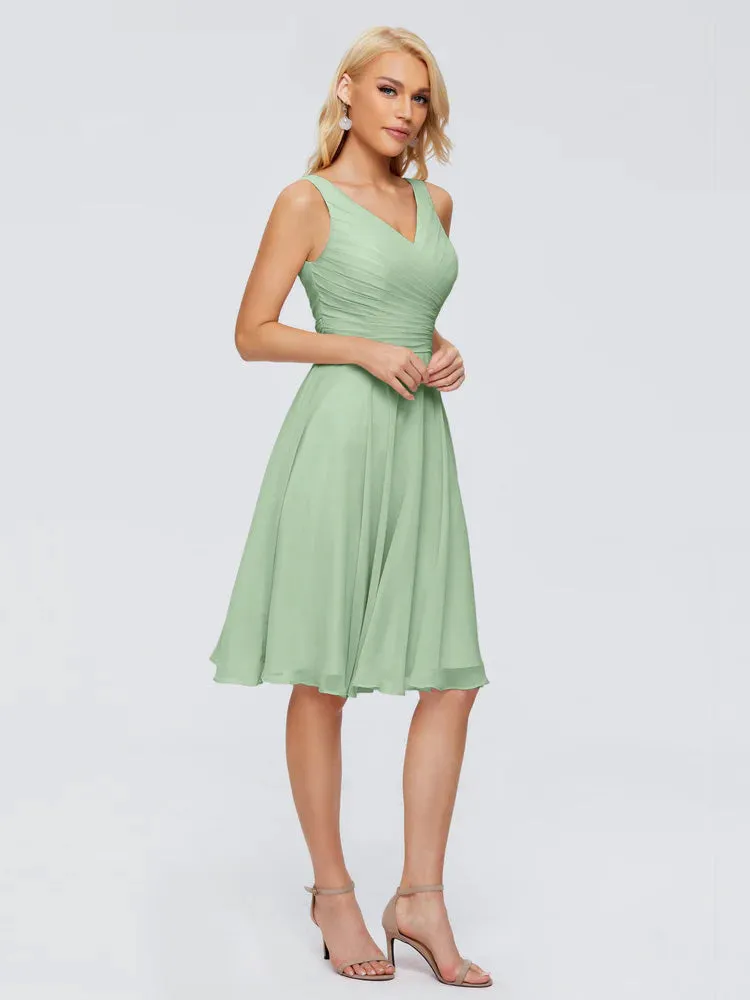 Jocelyn Lovely V-Neck Short Chiffon Bridesmaid Dresses