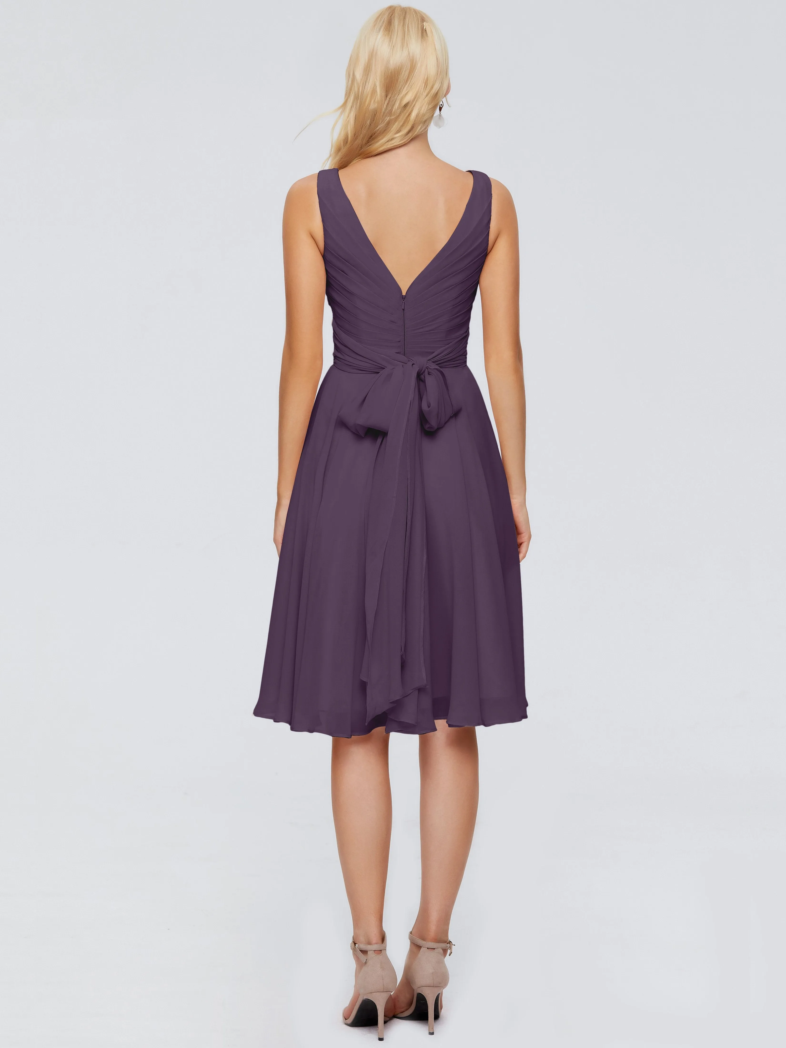 Jocelyn Lovely V-Neck Short Chiffon Bridesmaid Dresses