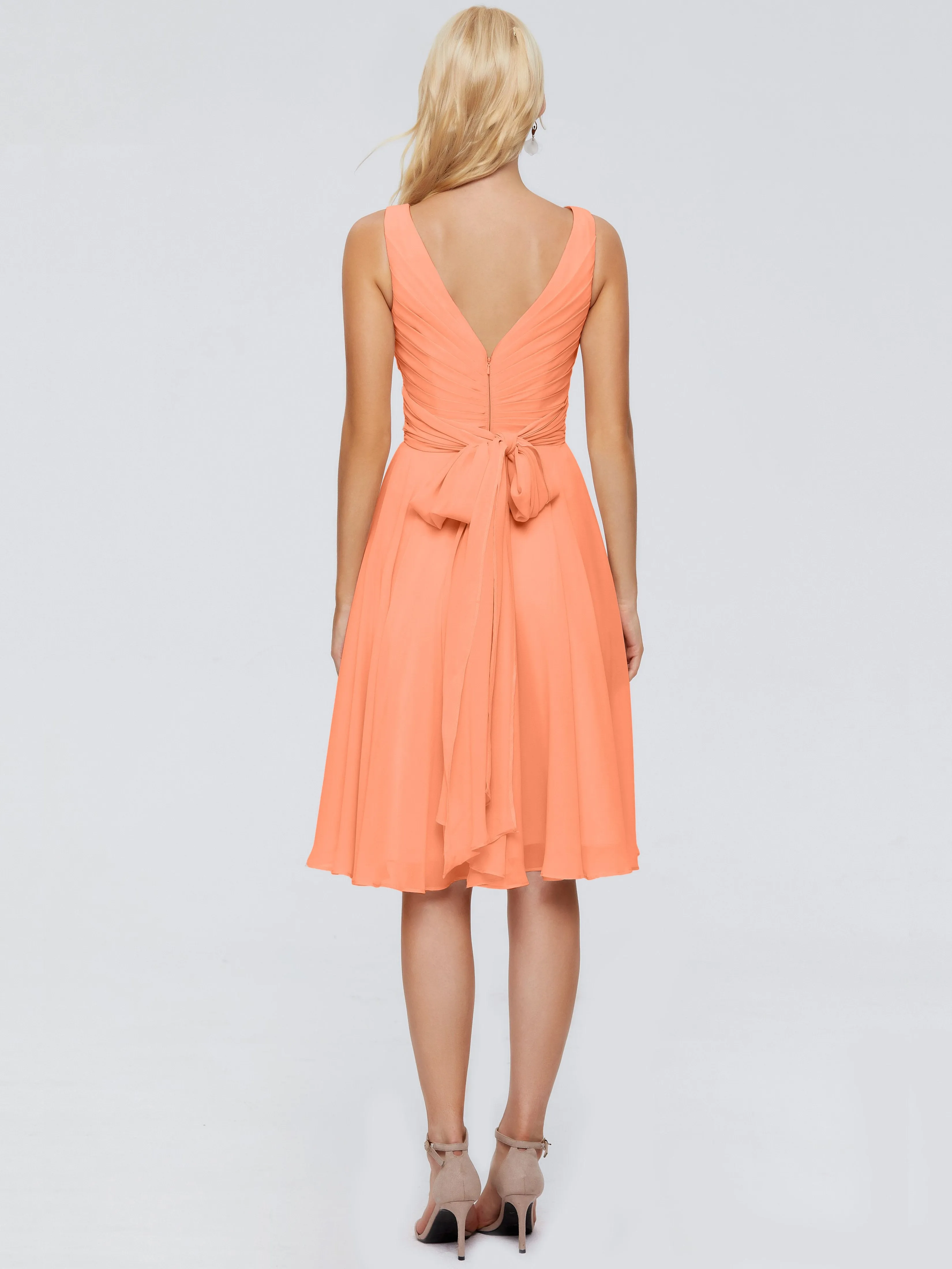 Jocelyn Lovely V-Neck Short Chiffon Bridesmaid Dresses