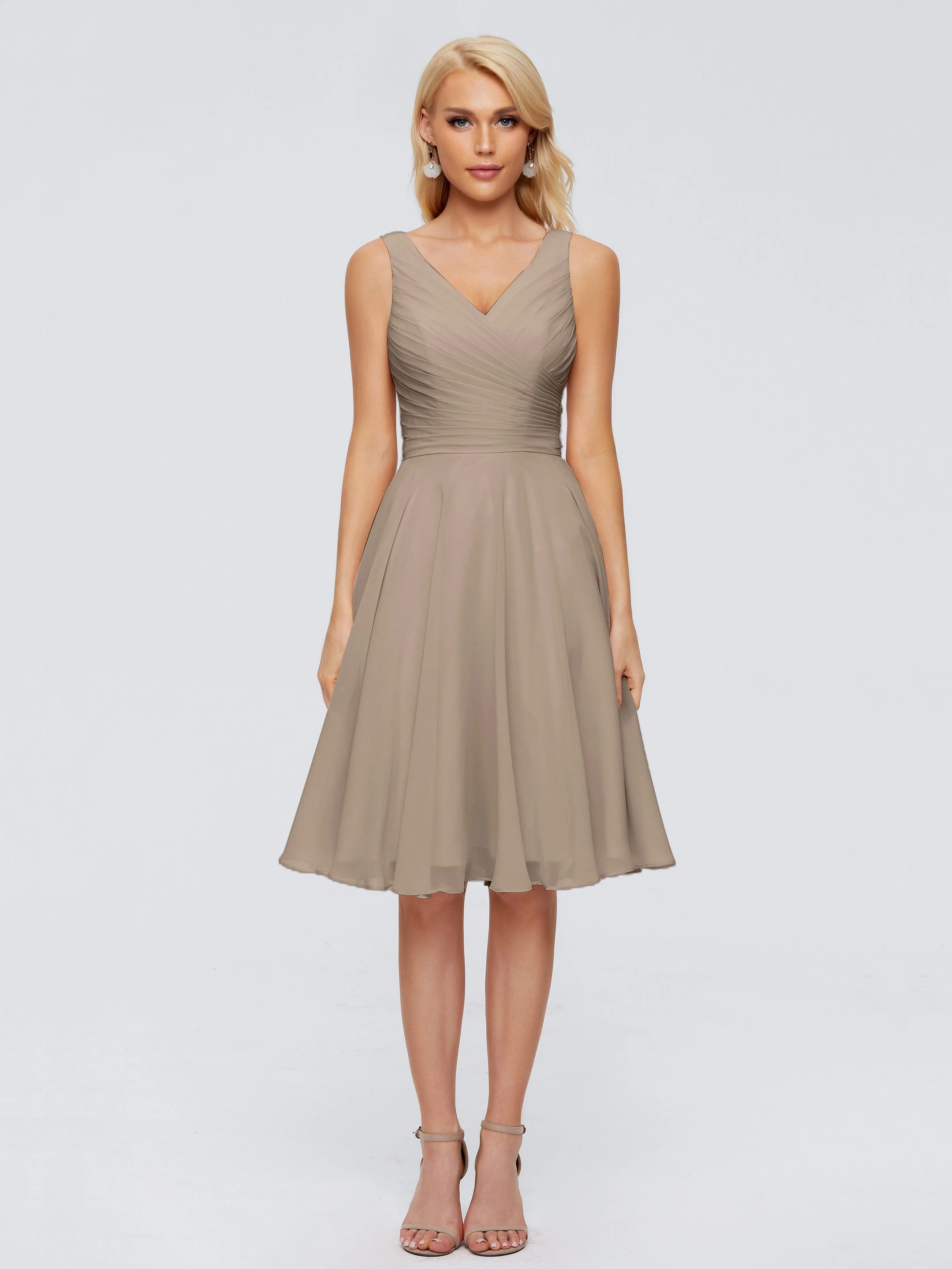 Jocelyn Lovely V-Neck Short Chiffon Bridesmaid Dresses