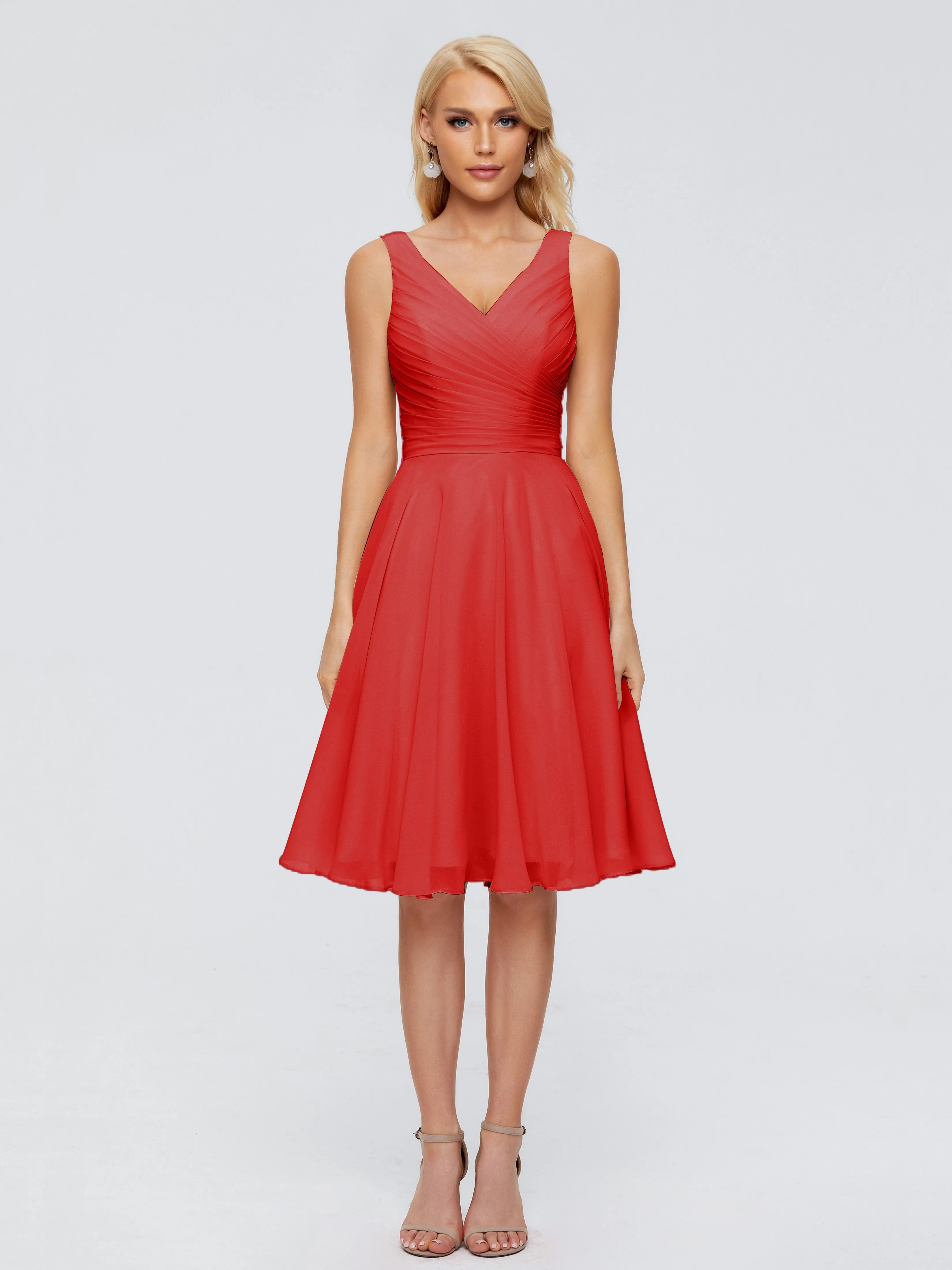 Jocelyn Lovely V-Neck Short Chiffon Bridesmaid Dresses