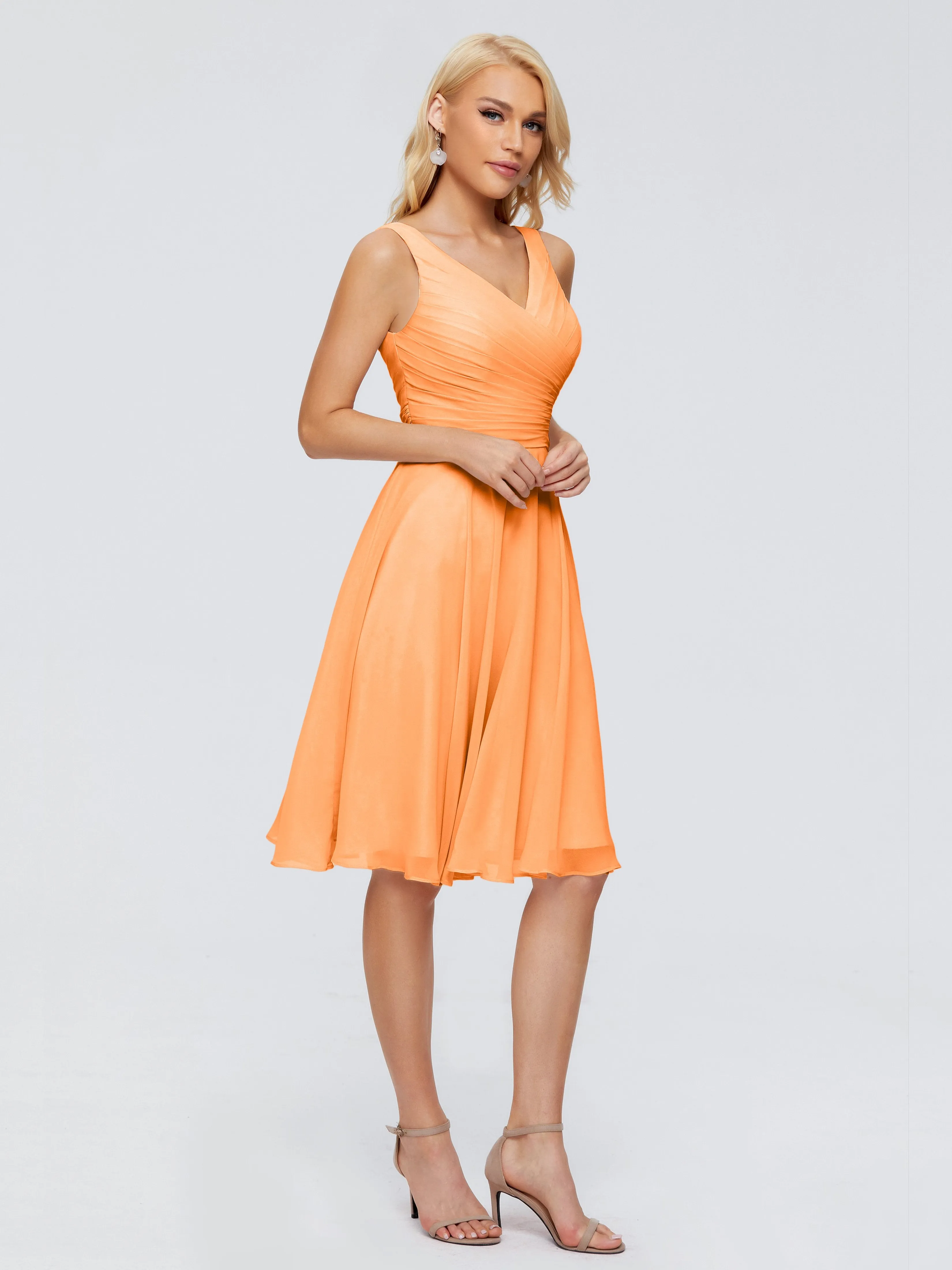 Jocelyn Lovely V-Neck Short Chiffon Bridesmaid Dresses