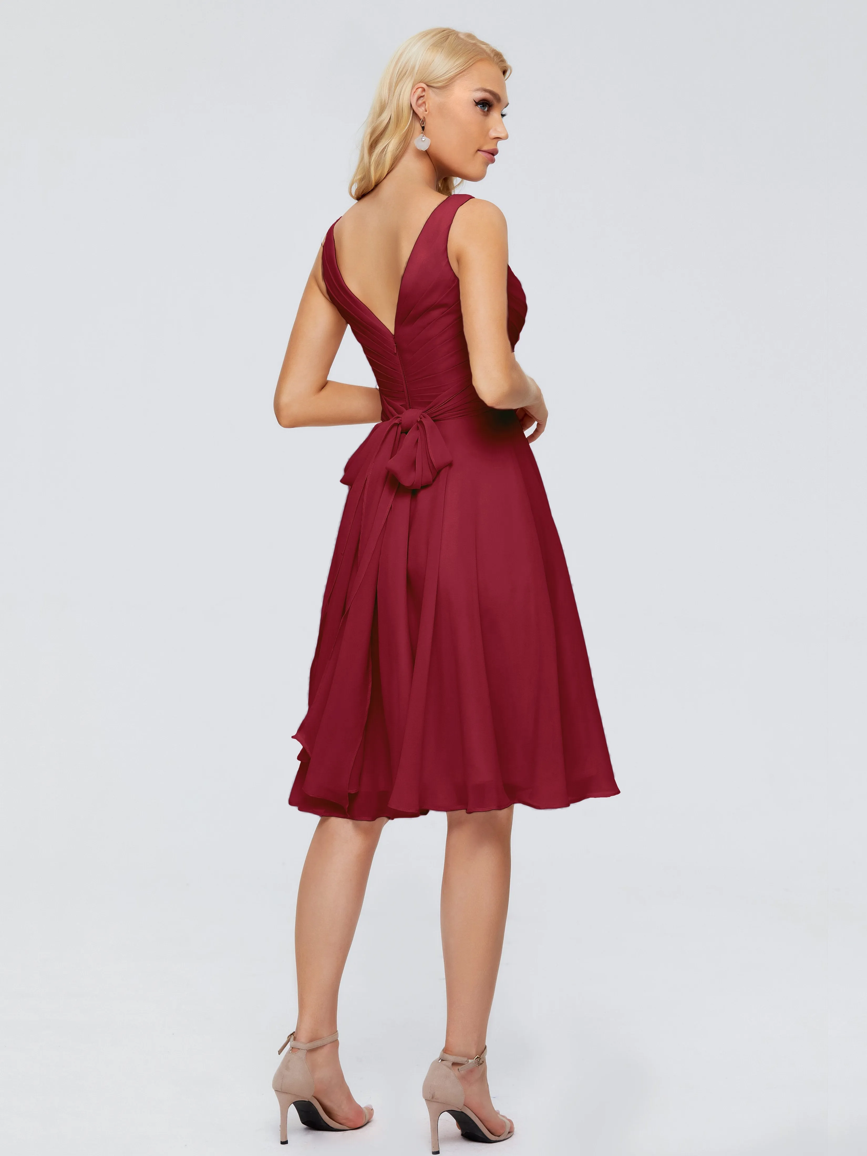 Jocelyn Lovely V-Neck Short Chiffon Bridesmaid Dresses