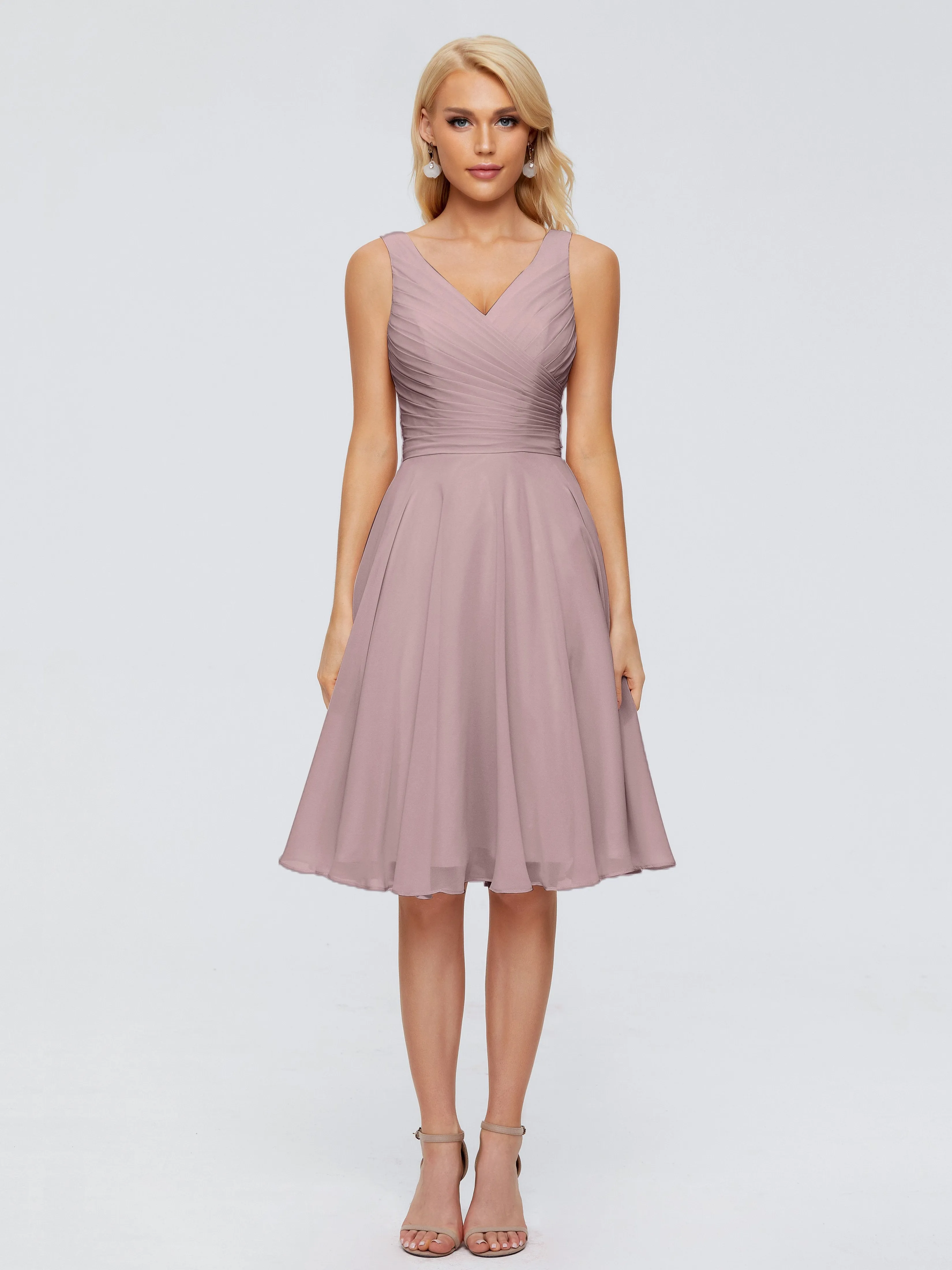 Jocelyn Lovely V-Neck Short Chiffon Bridesmaid Dresses