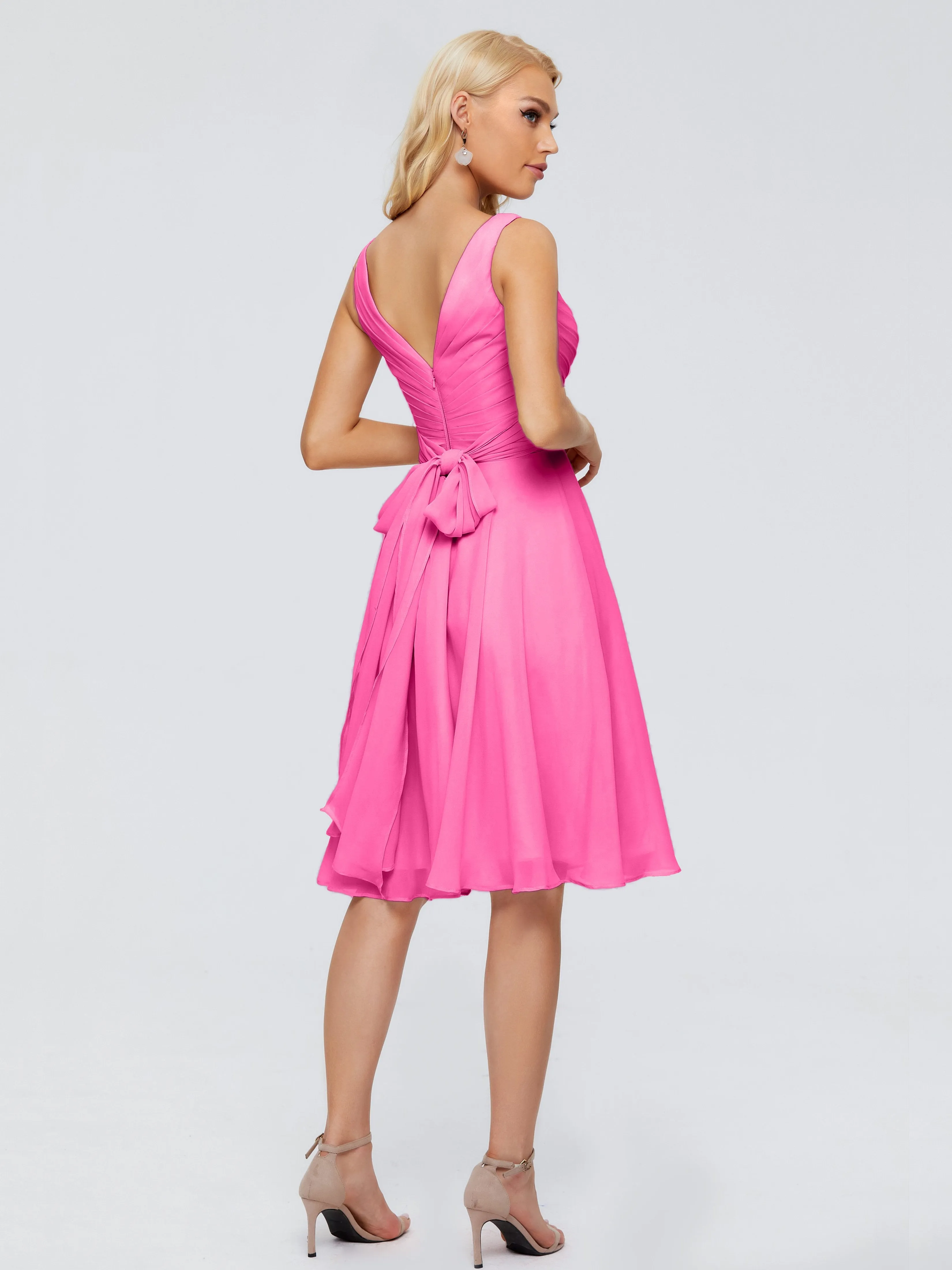 Jocelyn Lovely V-Neck Short Chiffon Bridesmaid Dresses