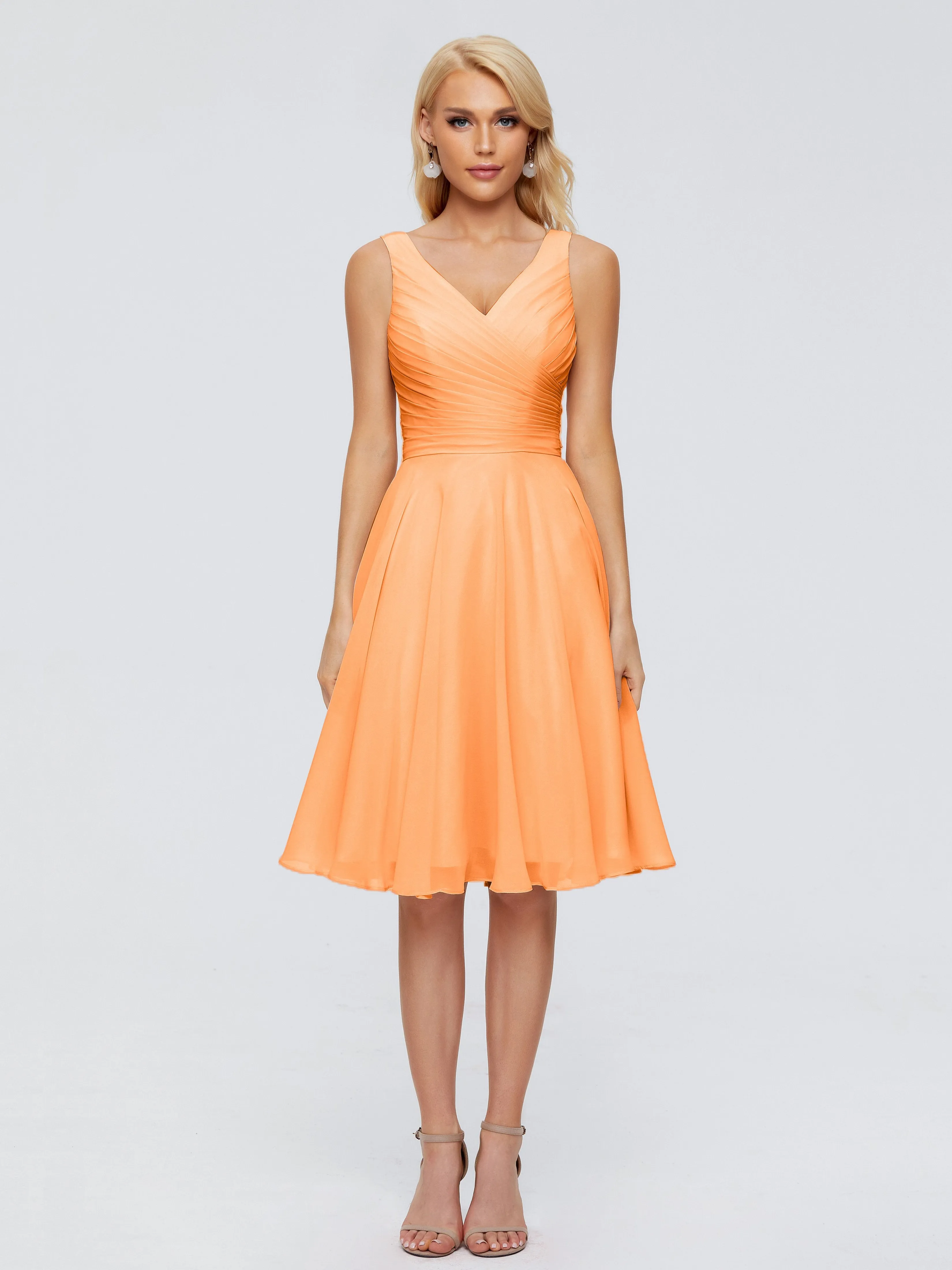 Jocelyn Lovely V-Neck Short Chiffon Bridesmaid Dresses