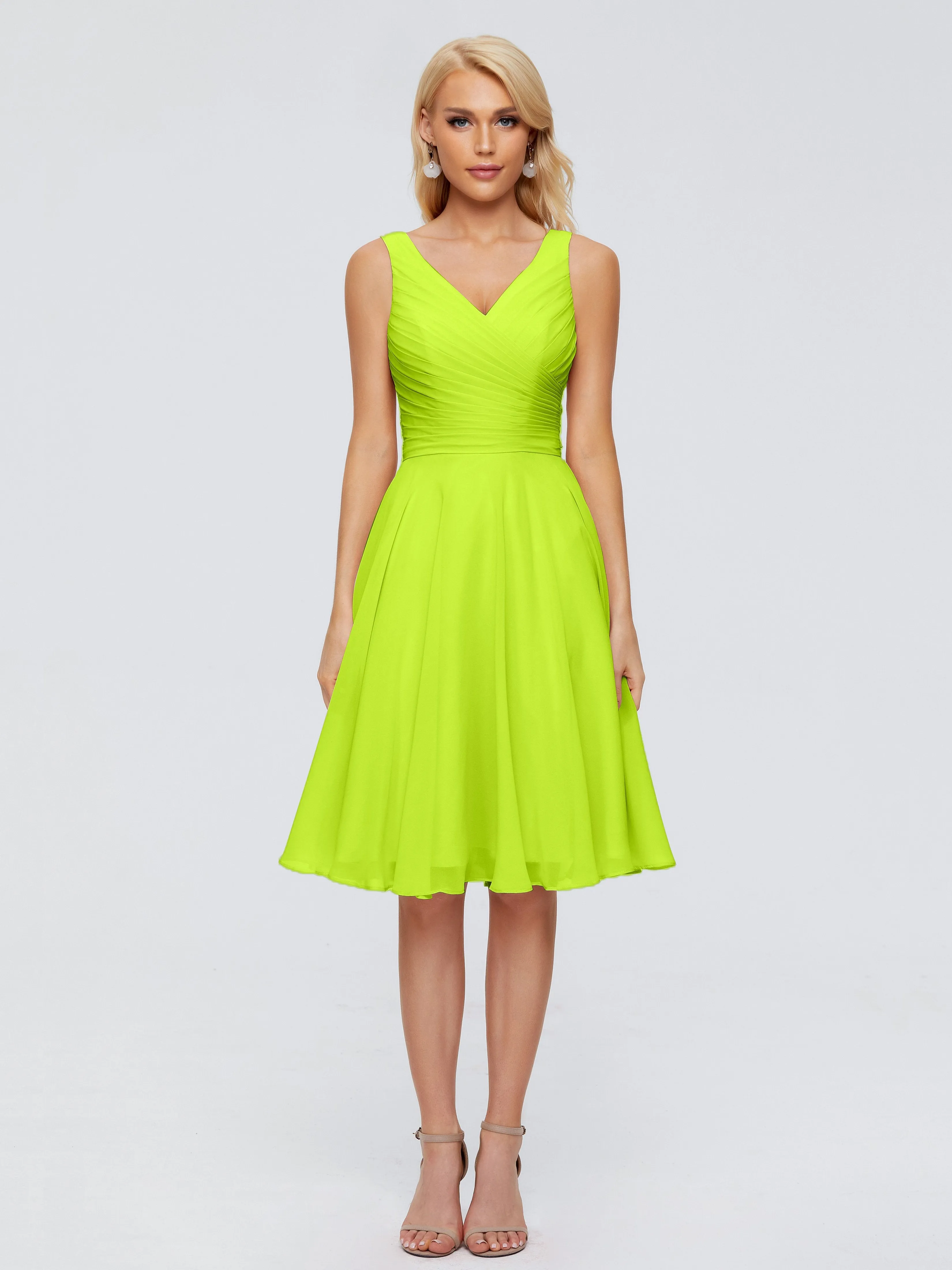 Jocelyn Lovely V-Neck Short Chiffon Bridesmaid Dresses