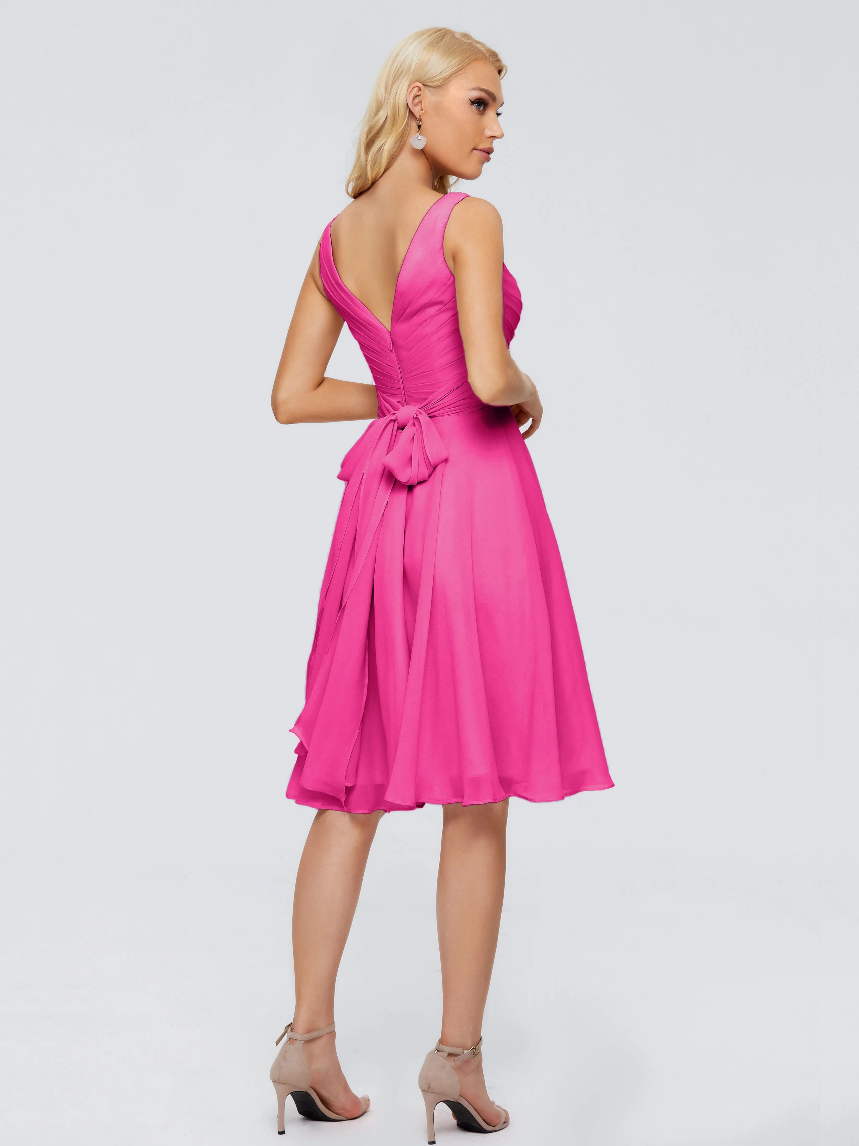 Jocelyn Lovely V-Neck Short Chiffon Bridesmaid Dresses