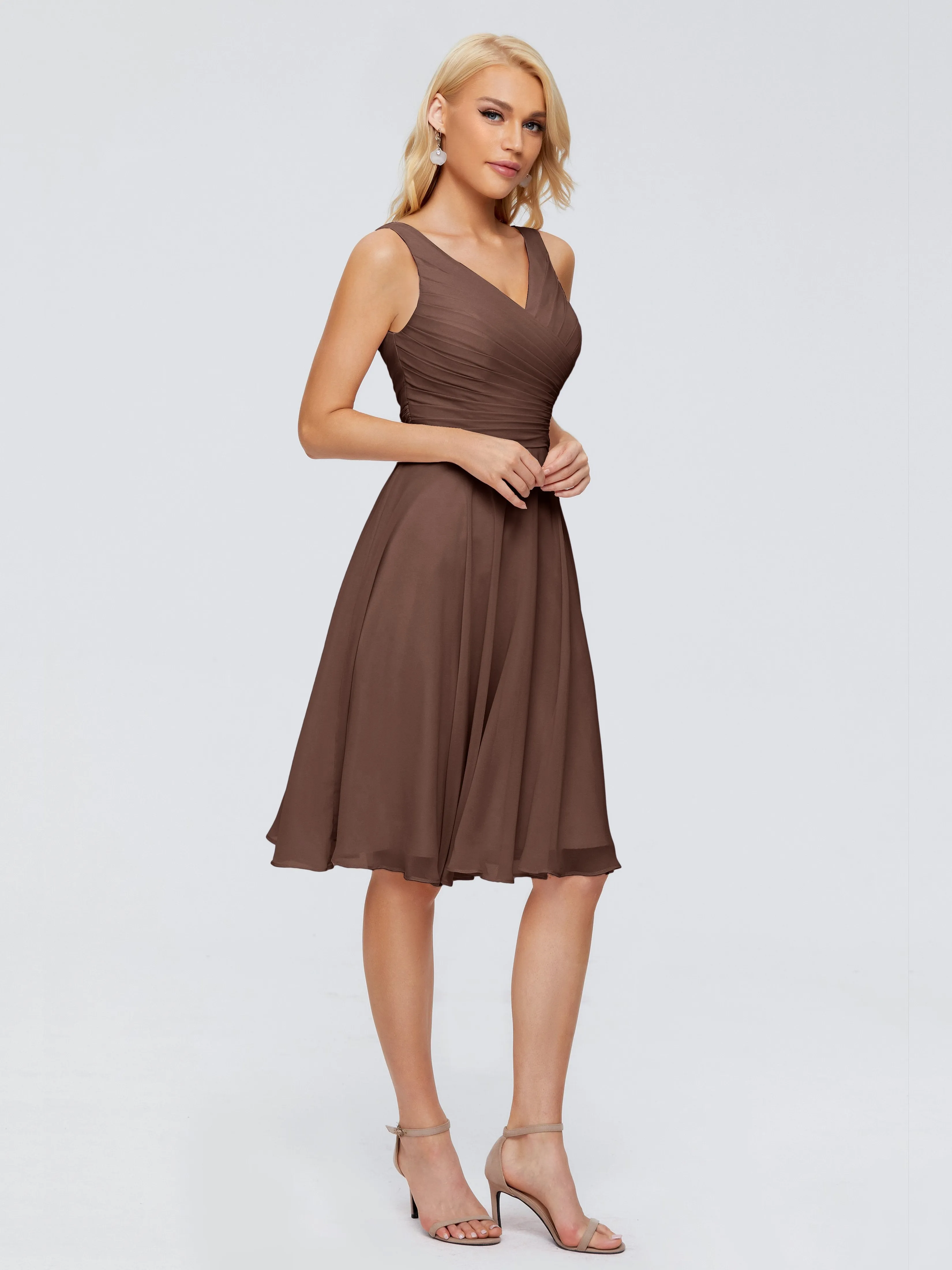 Jocelyn Lovely V-Neck Short Chiffon Bridesmaid Dresses