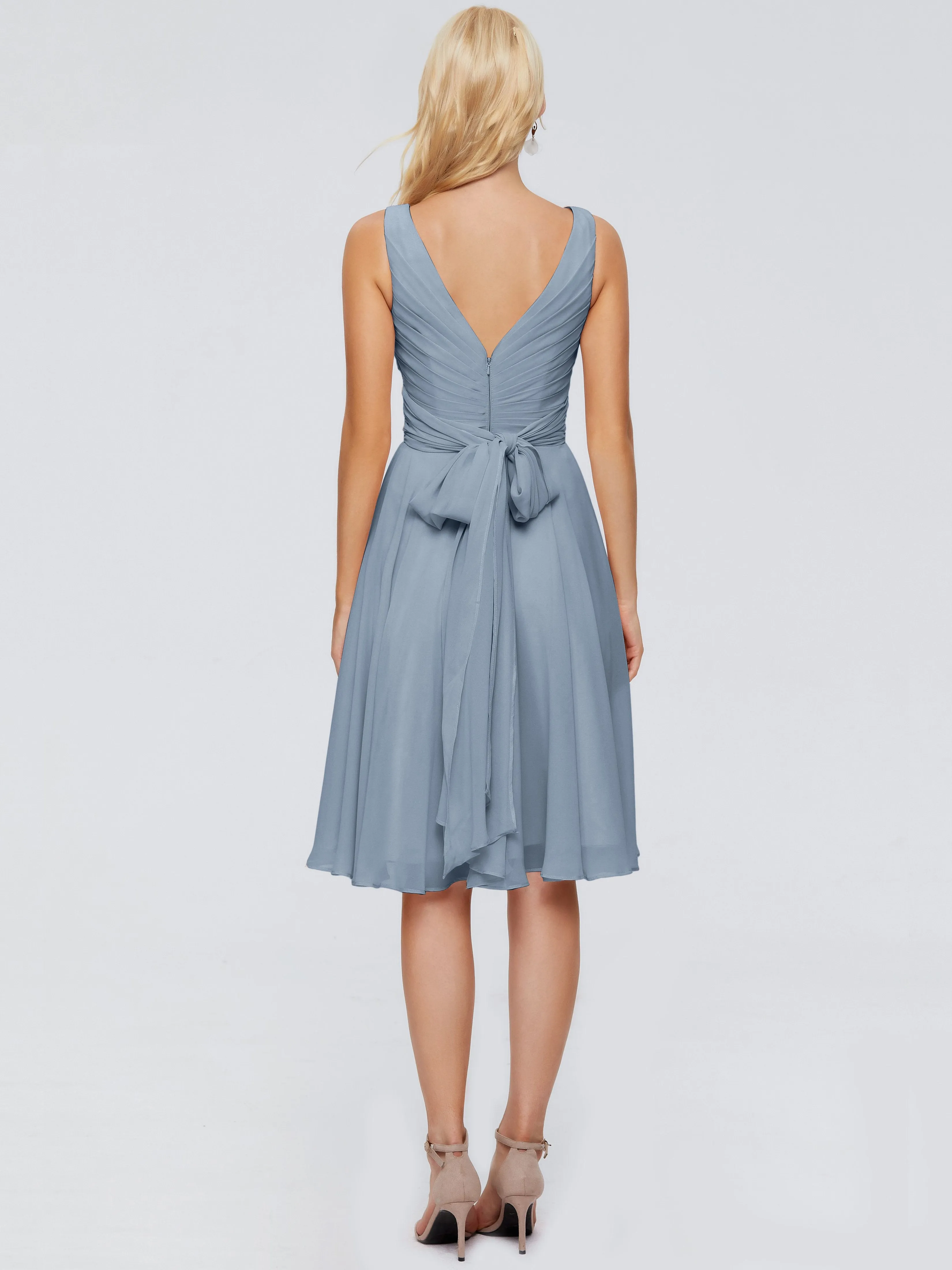 Jocelyn Lovely V-Neck Short Chiffon Bridesmaid Dresses