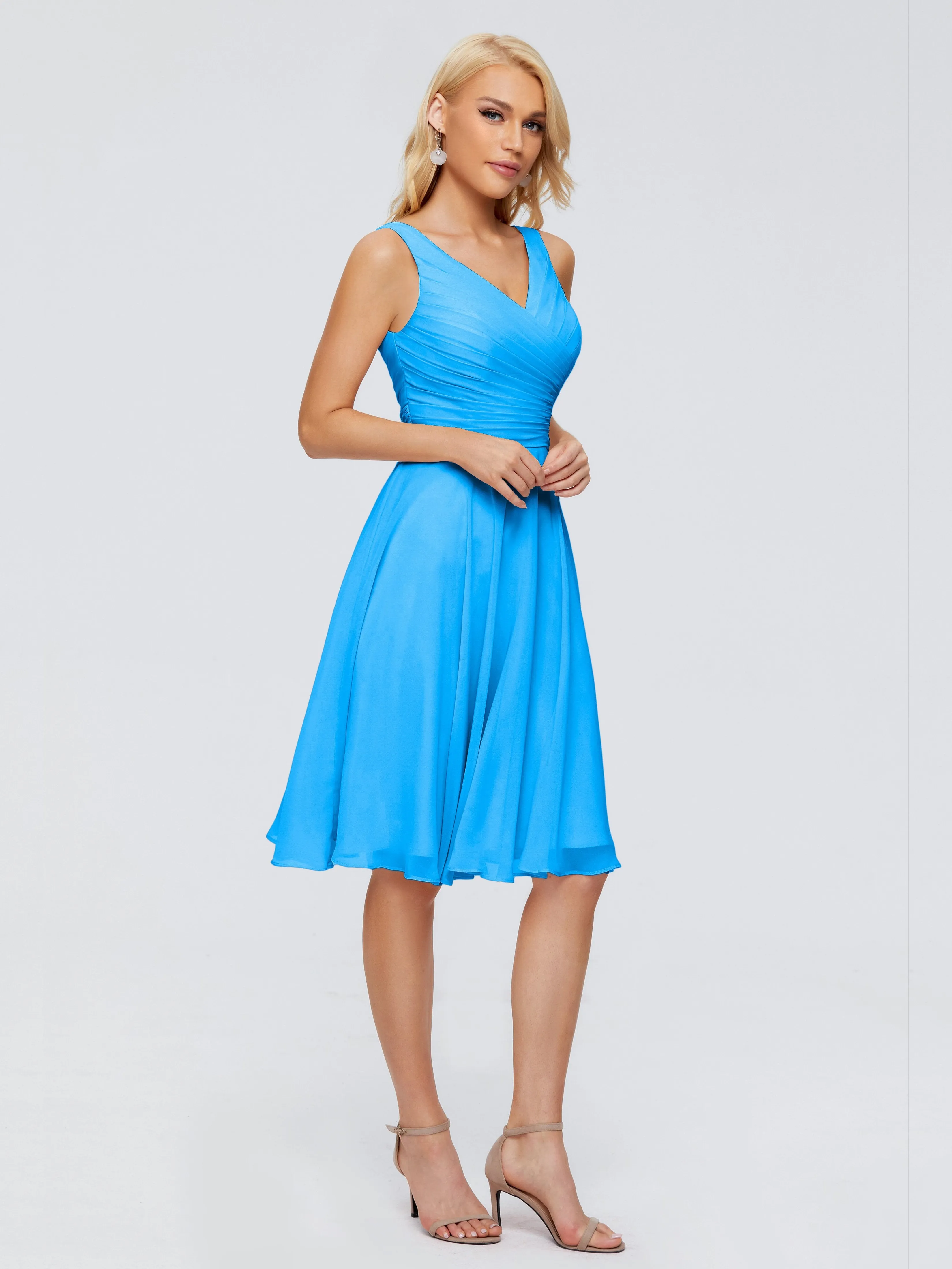 Jocelyn Lovely V-Neck Short Chiffon Bridesmaid Dresses