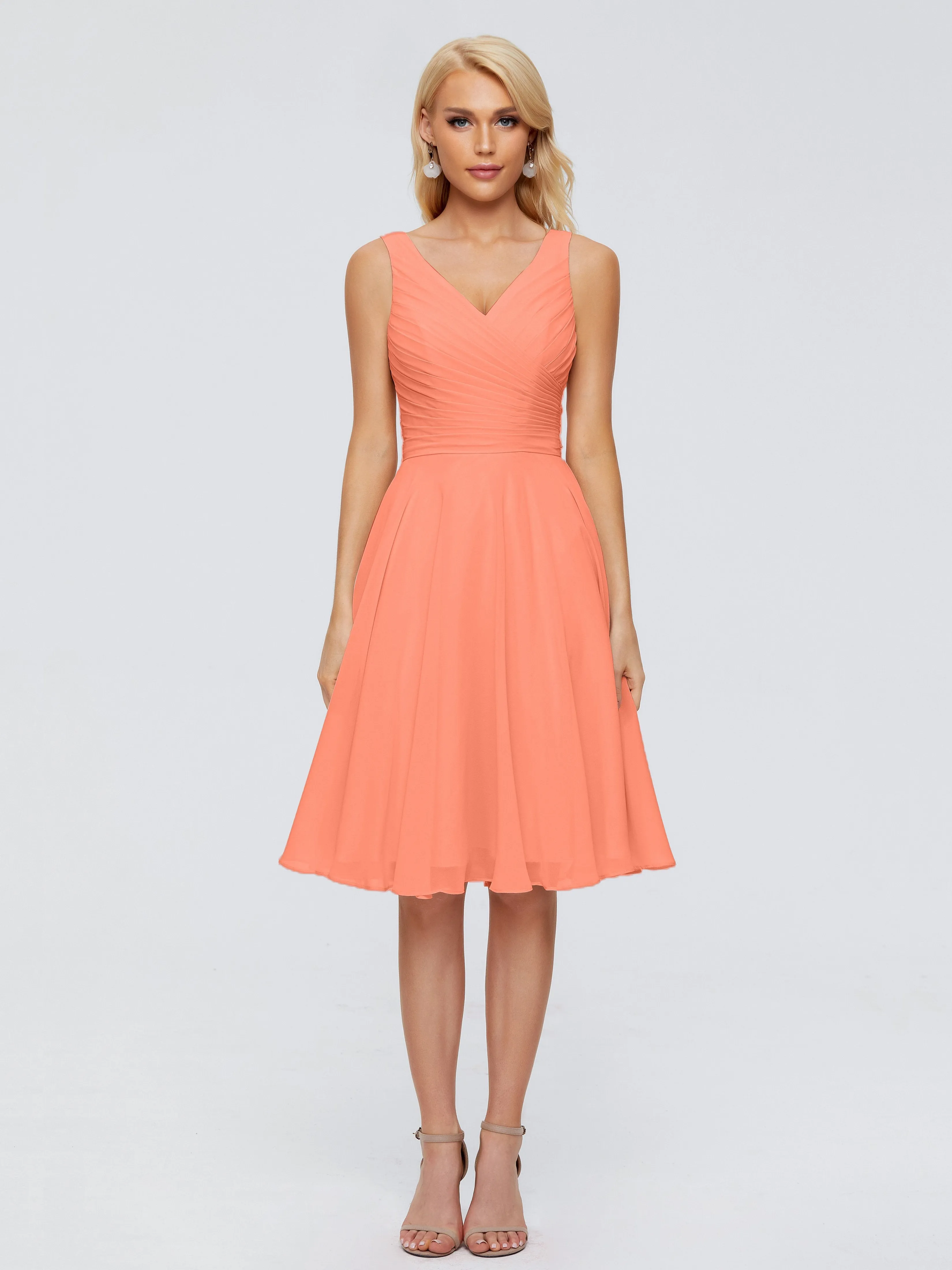 Jocelyn Lovely V-Neck Short Chiffon Bridesmaid Dresses