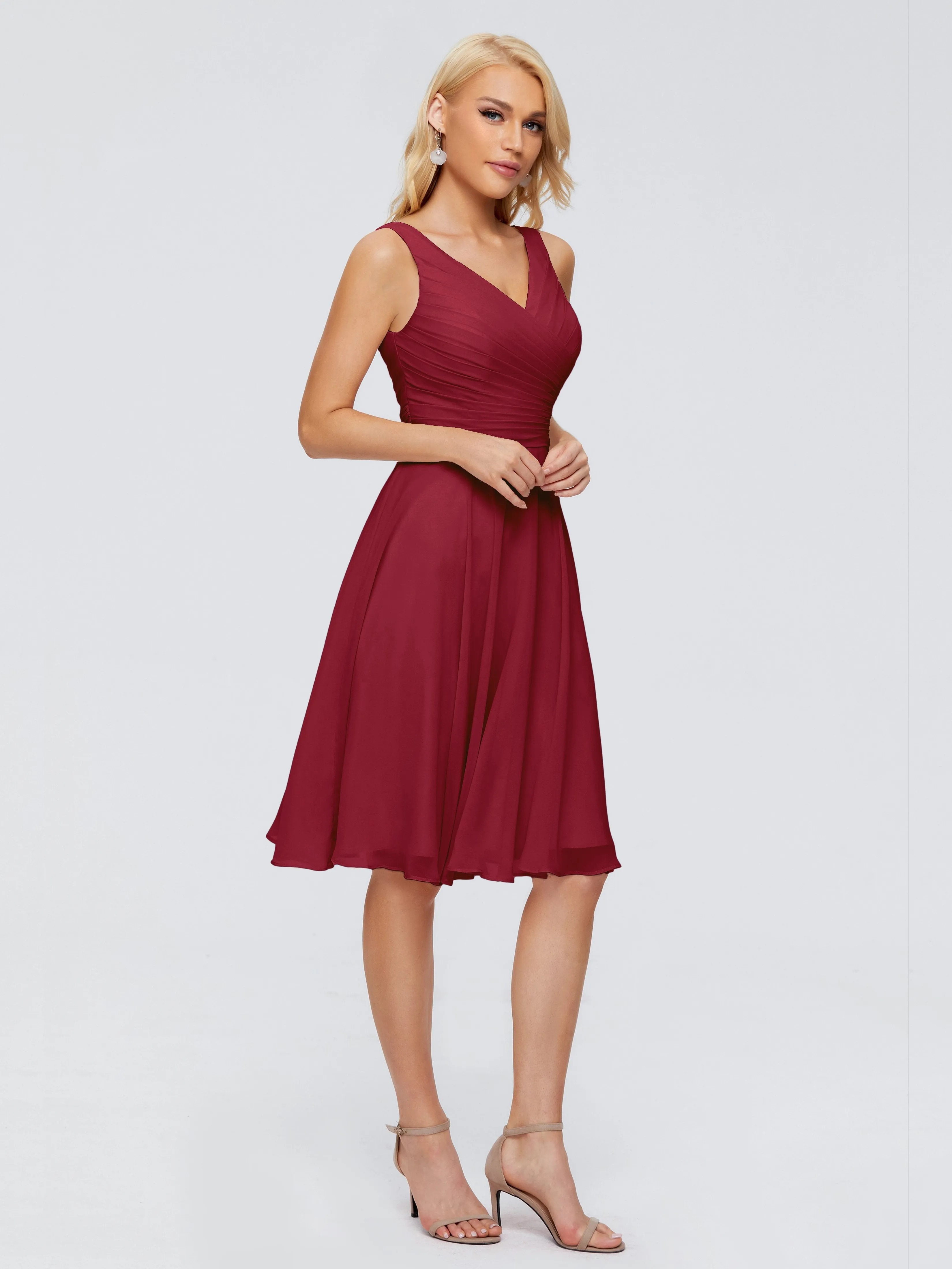 Jocelyn Lovely V-Neck Short Chiffon Bridesmaid Dresses