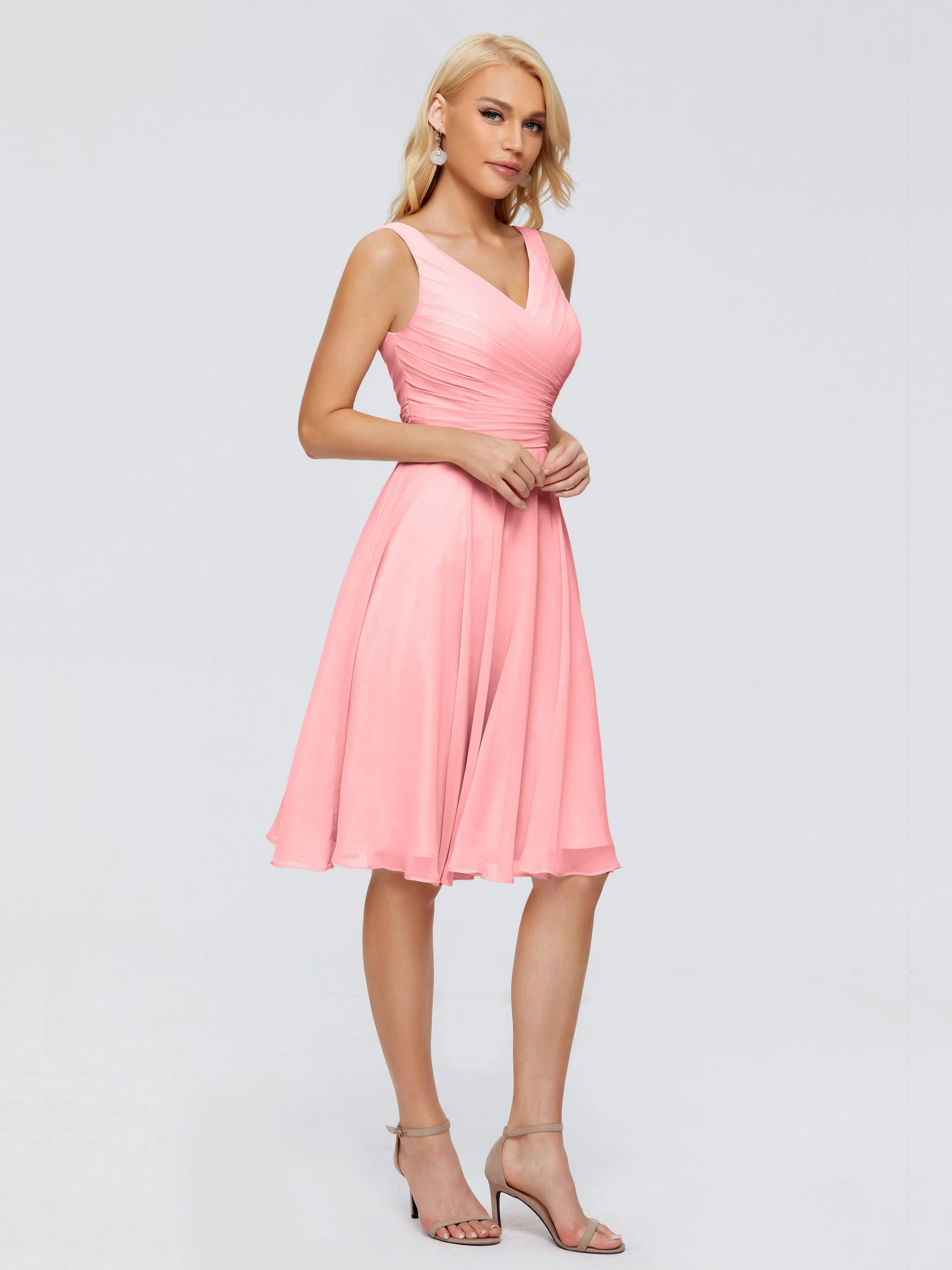 Jocelyn Lovely V-Neck Short Chiffon Bridesmaid Dresses