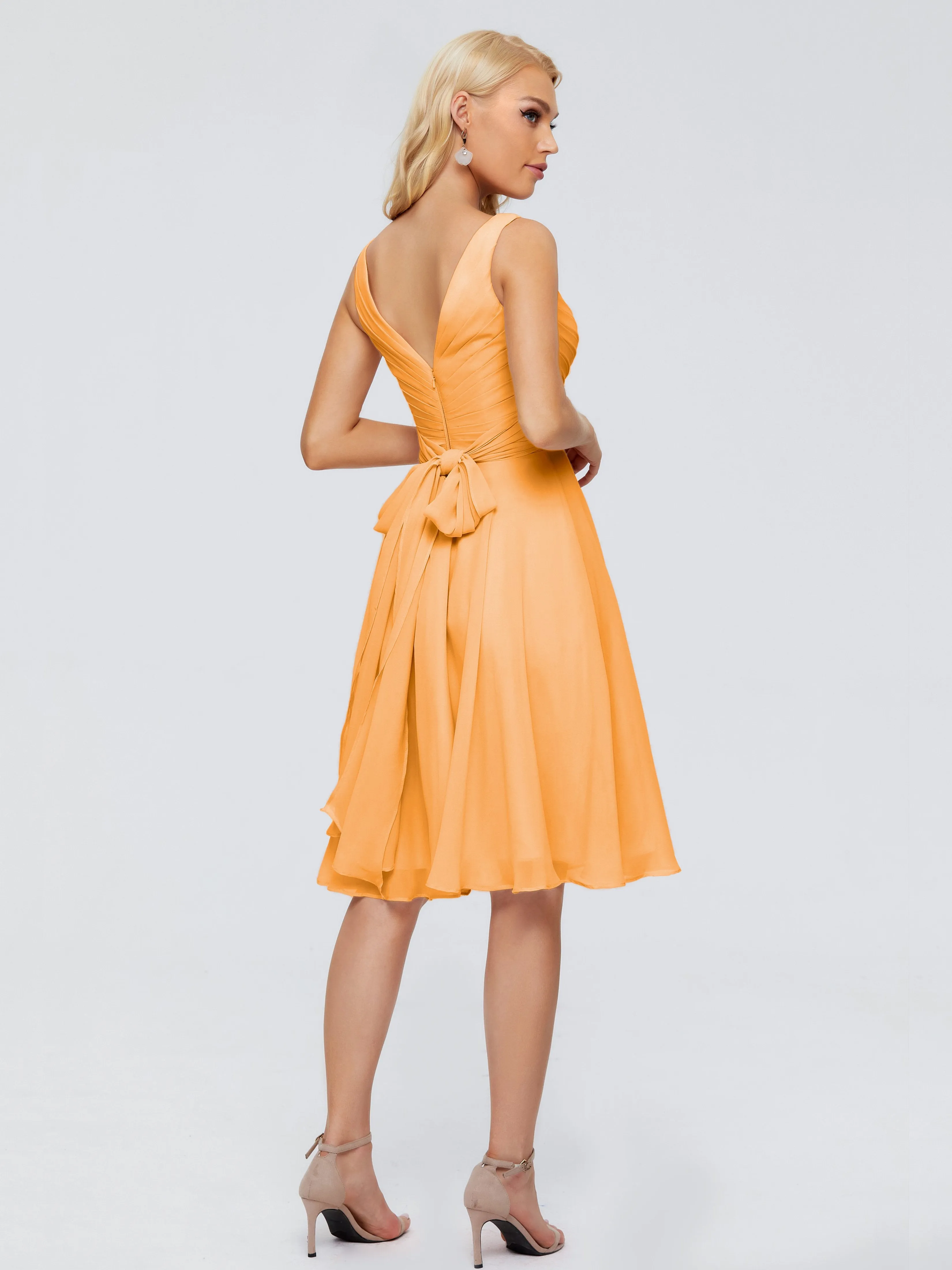 Jocelyn Lovely V-Neck Short Chiffon Bridesmaid Dresses