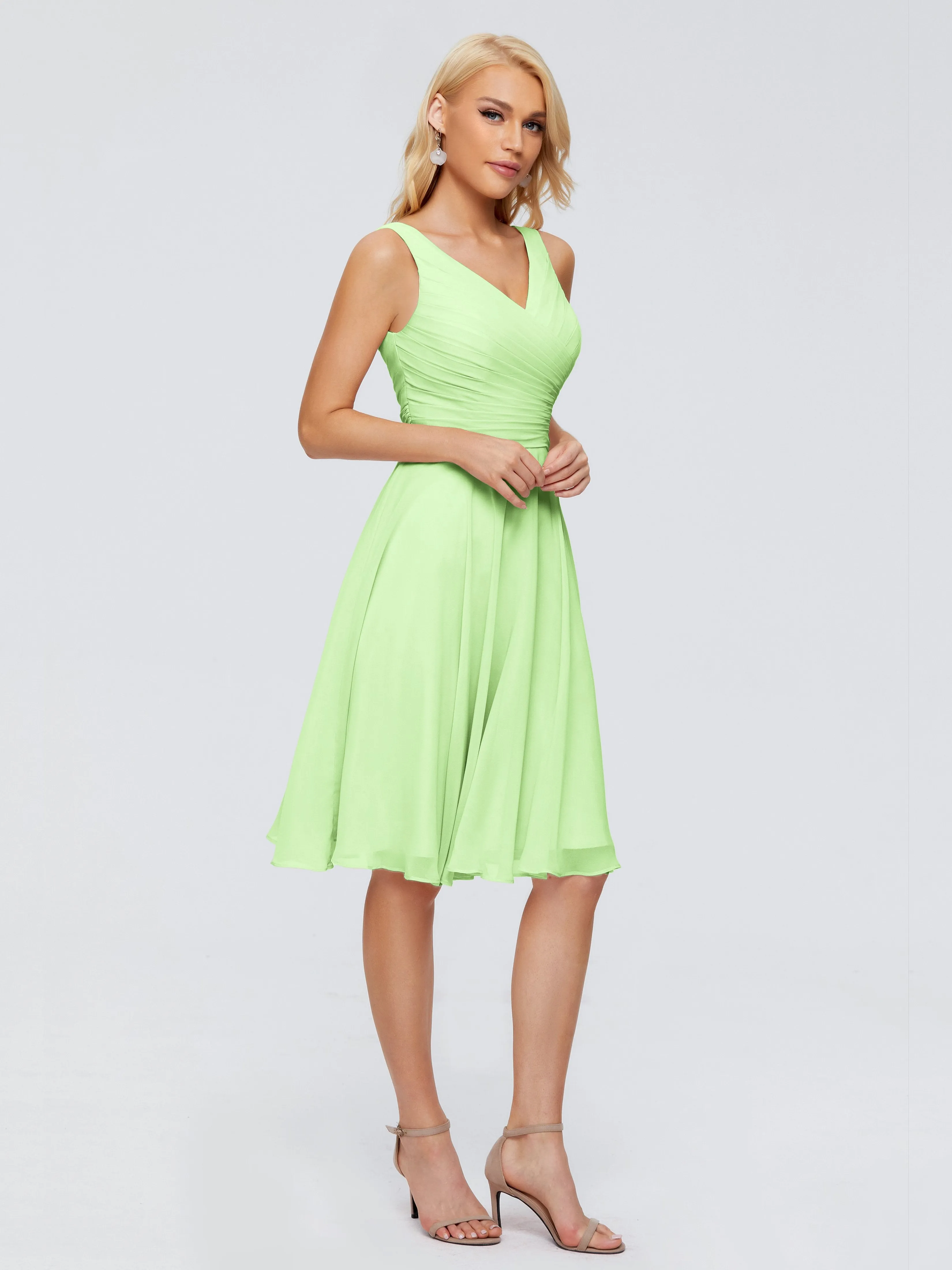 Jocelyn Lovely V-Neck Short Chiffon Bridesmaid Dresses