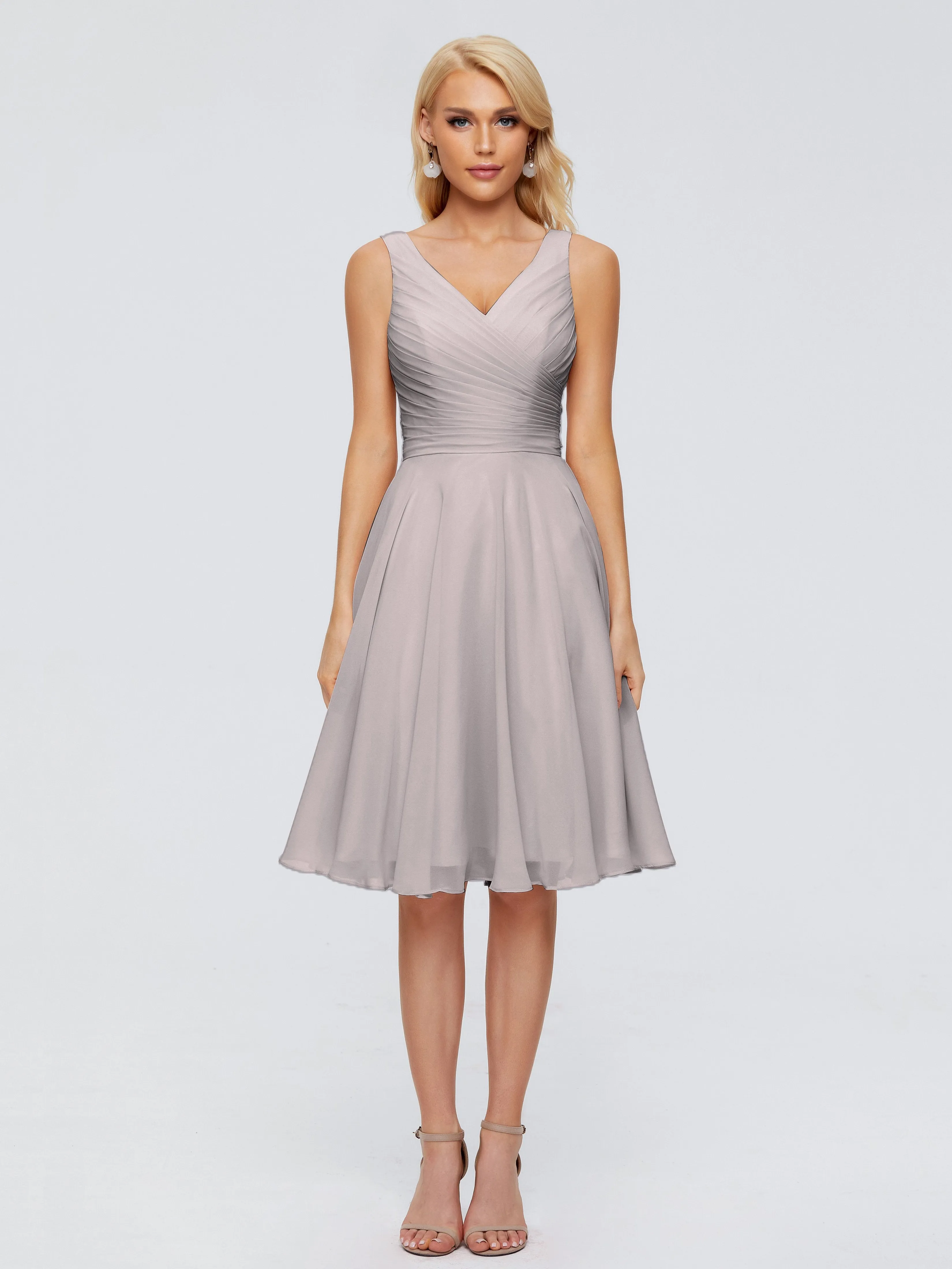 Jocelyn Lovely V-Neck Short Chiffon Bridesmaid Dresses