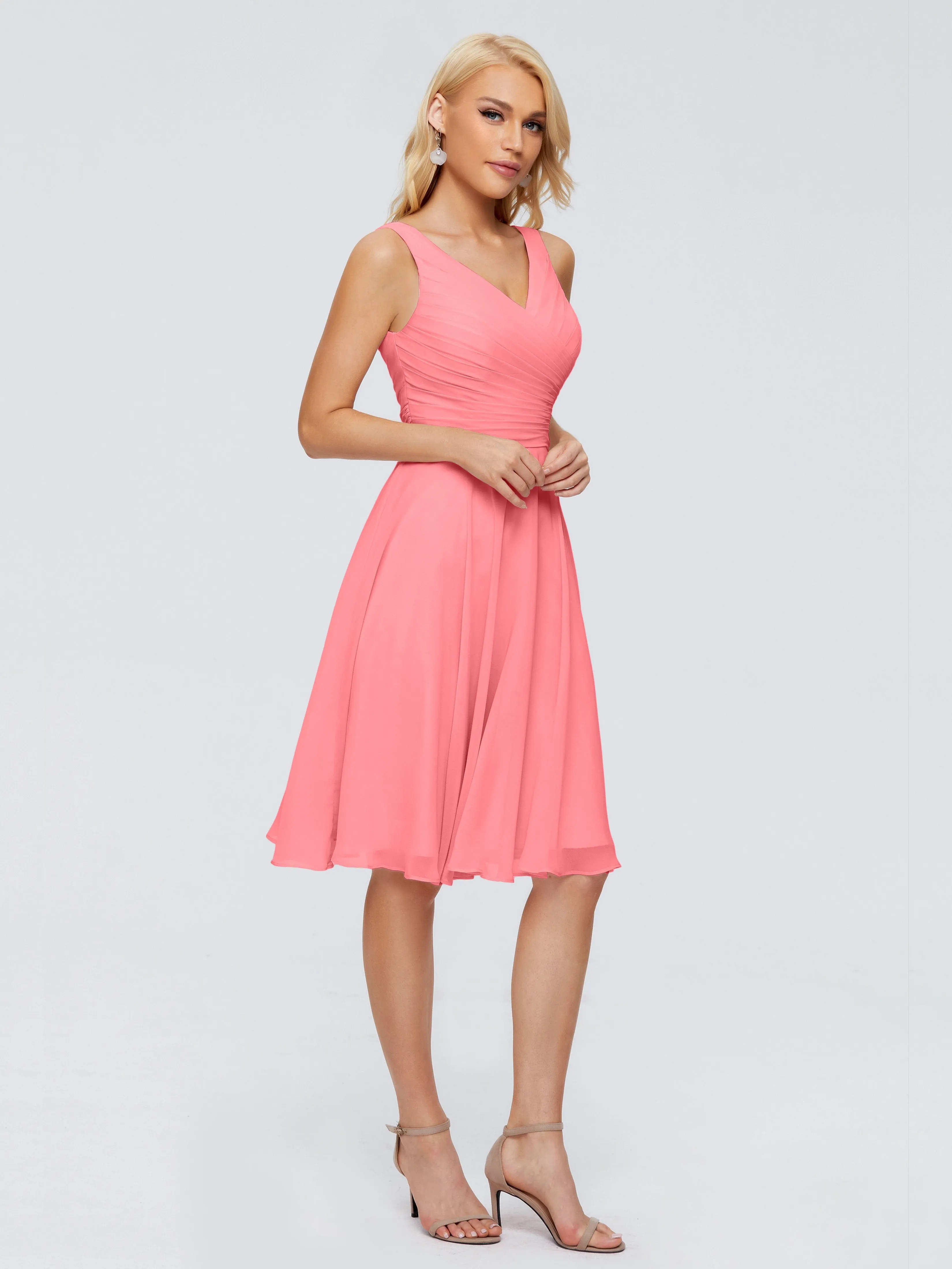 Jocelyn Lovely V-Neck Short Chiffon Bridesmaid Dresses