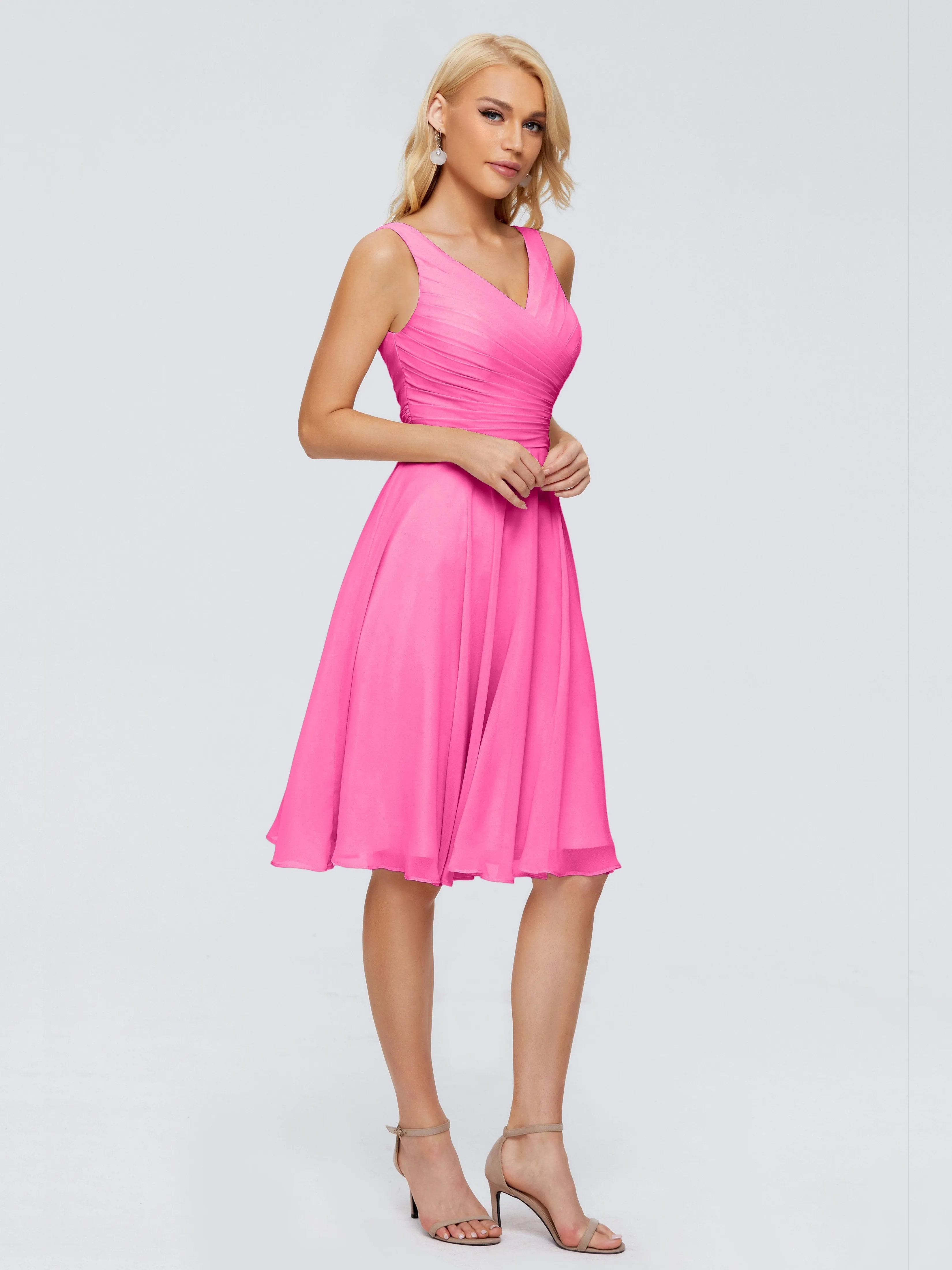 Jocelyn Lovely V-Neck Short Chiffon Bridesmaid Dresses