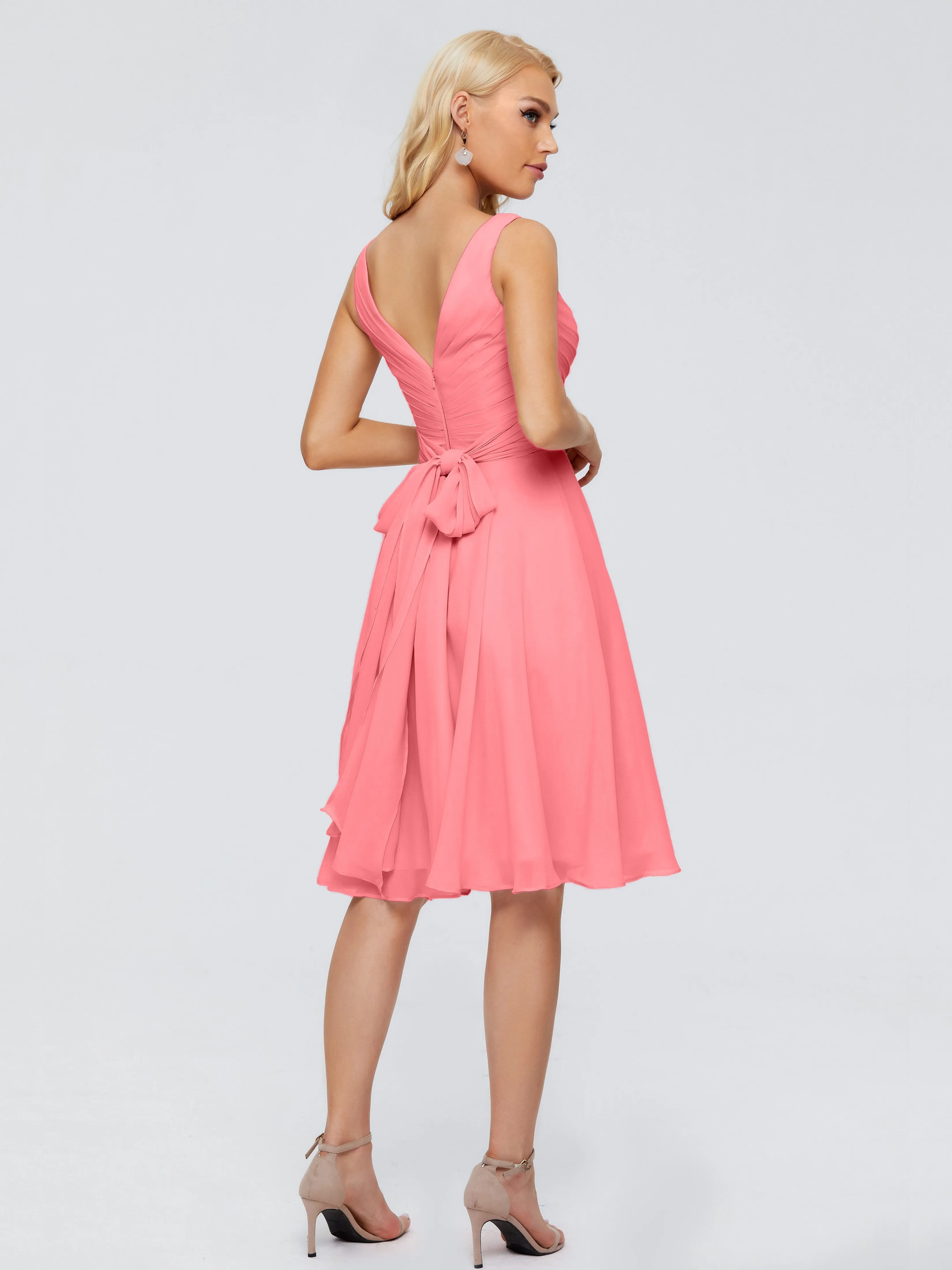 Jocelyn Lovely V-Neck Short Chiffon Bridesmaid Dresses