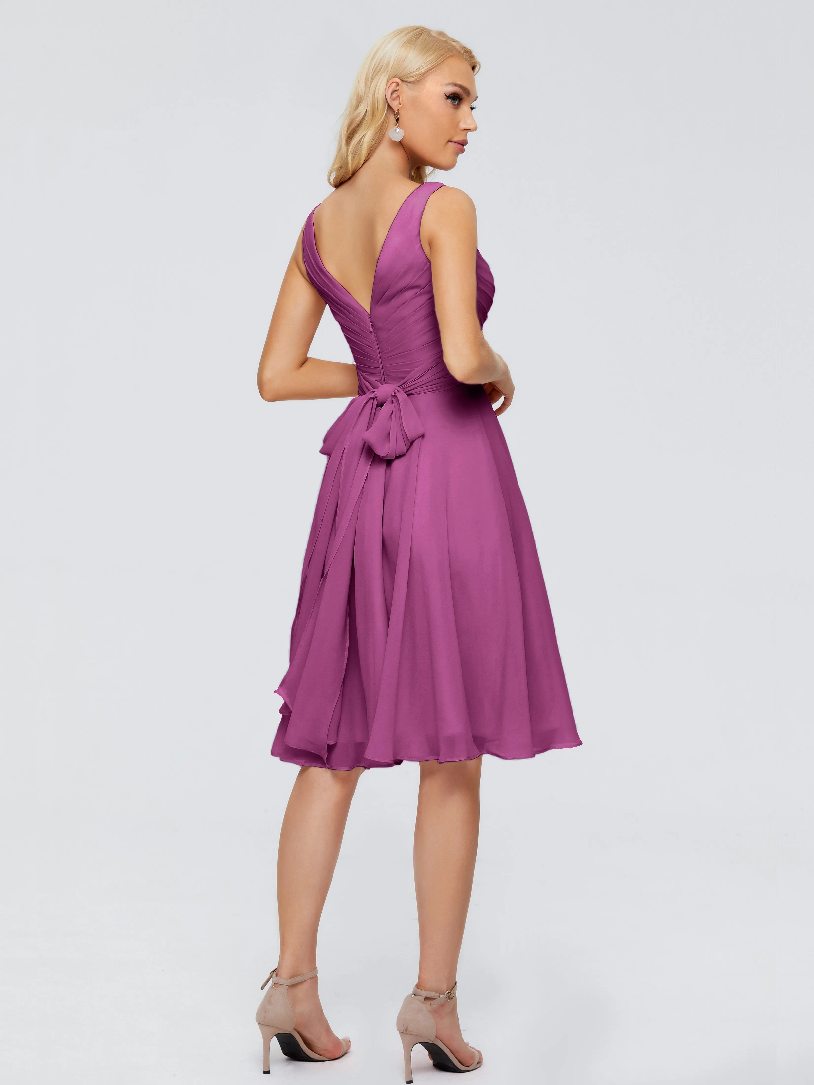 Jocelyn Lovely V-Neck Short Chiffon Bridesmaid Dresses