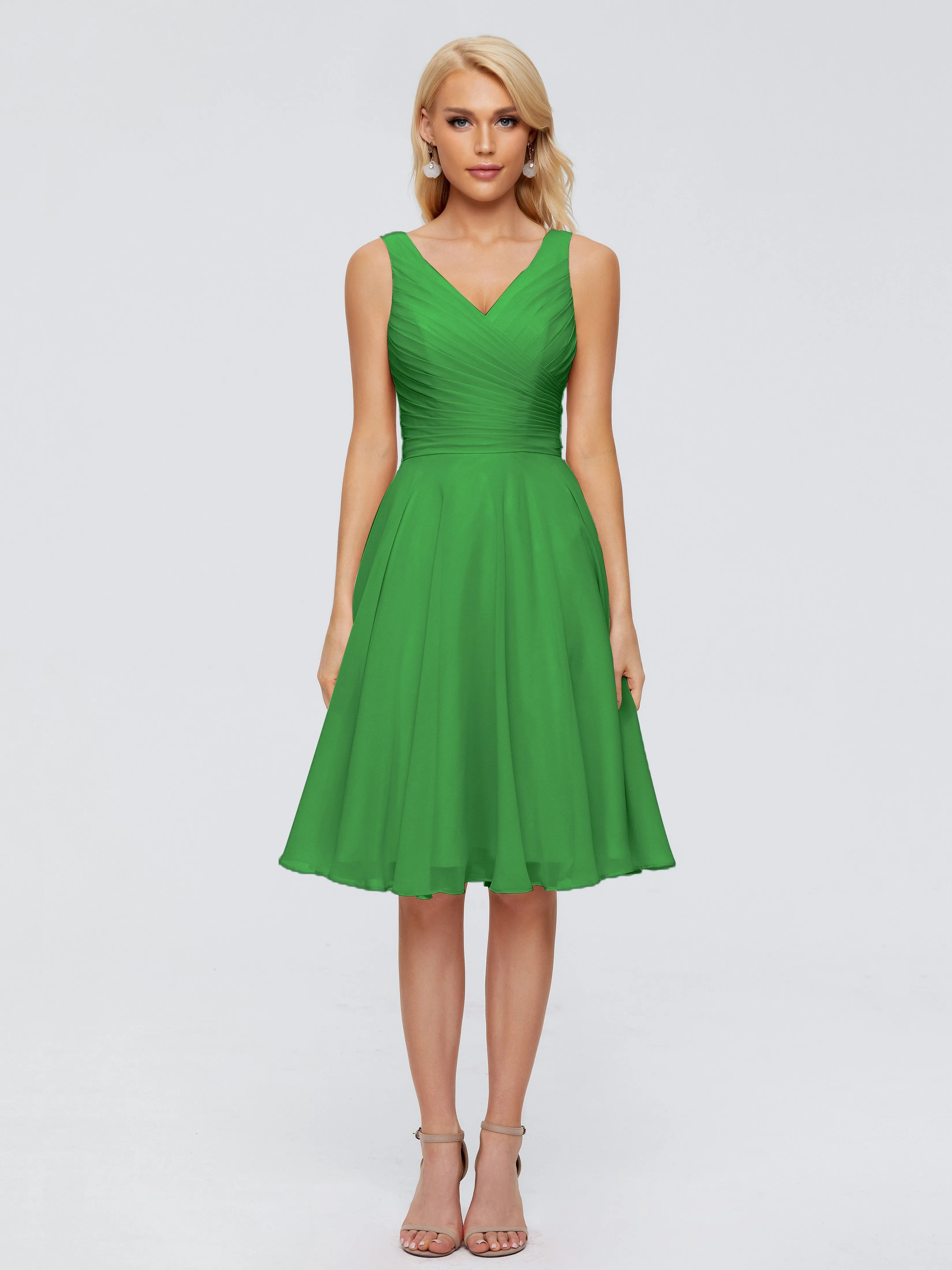 Jocelyn Lovely V-Neck Short Chiffon Bridesmaid Dresses