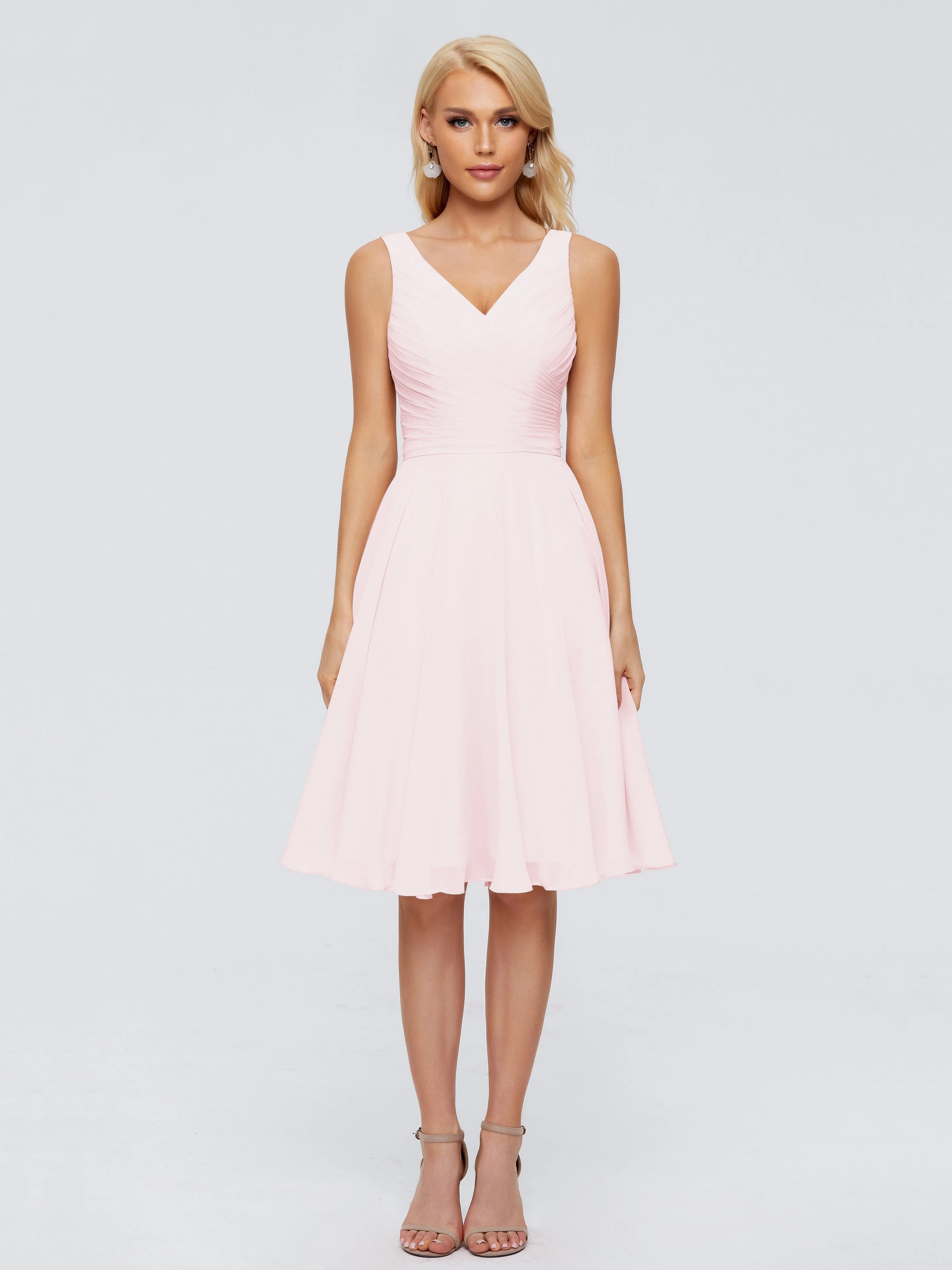 Jocelyn Lovely V-Neck Short Chiffon Bridesmaid Dresses