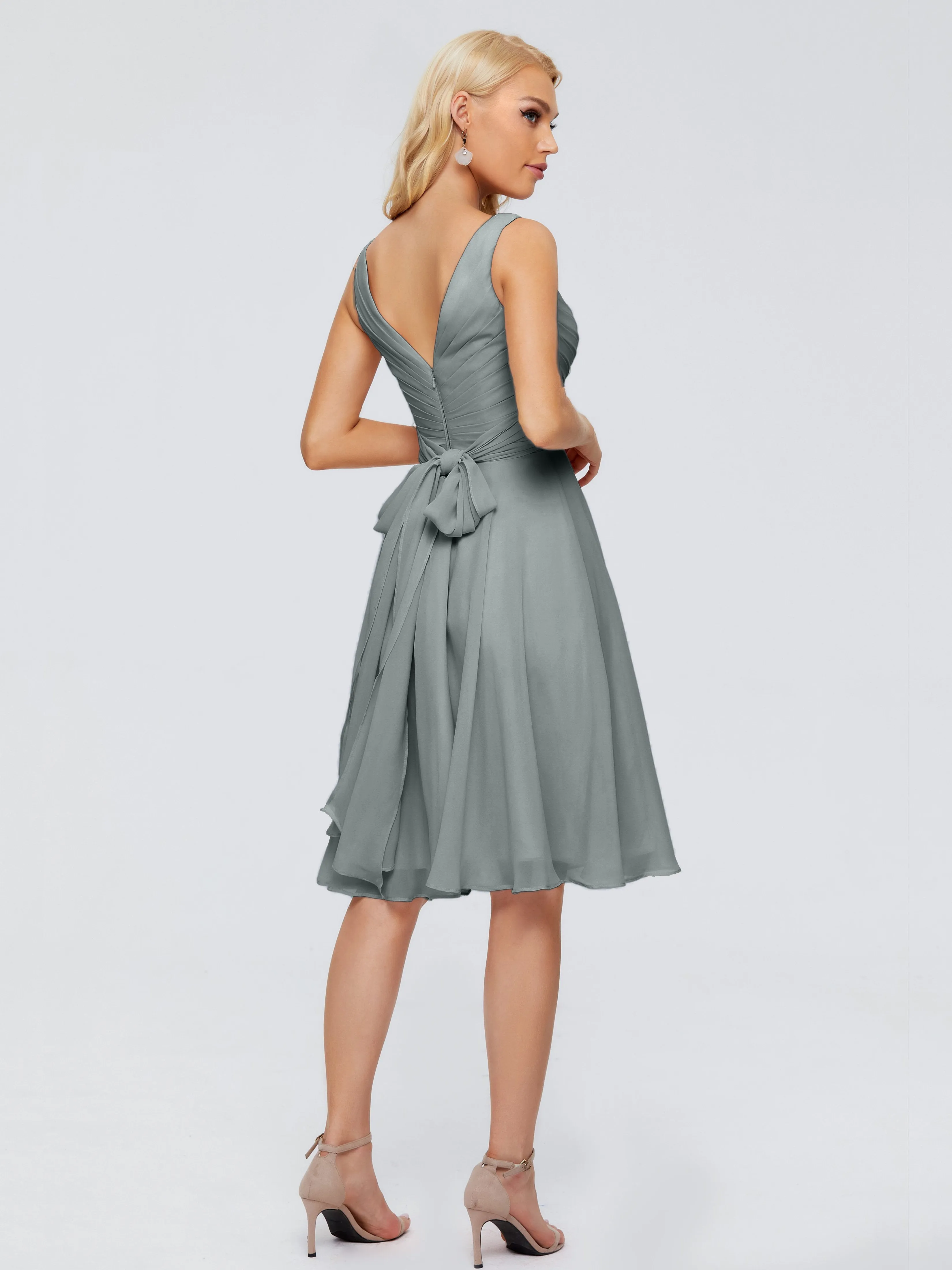 Jocelyn Lovely V-Neck Short Chiffon Bridesmaid Dresses