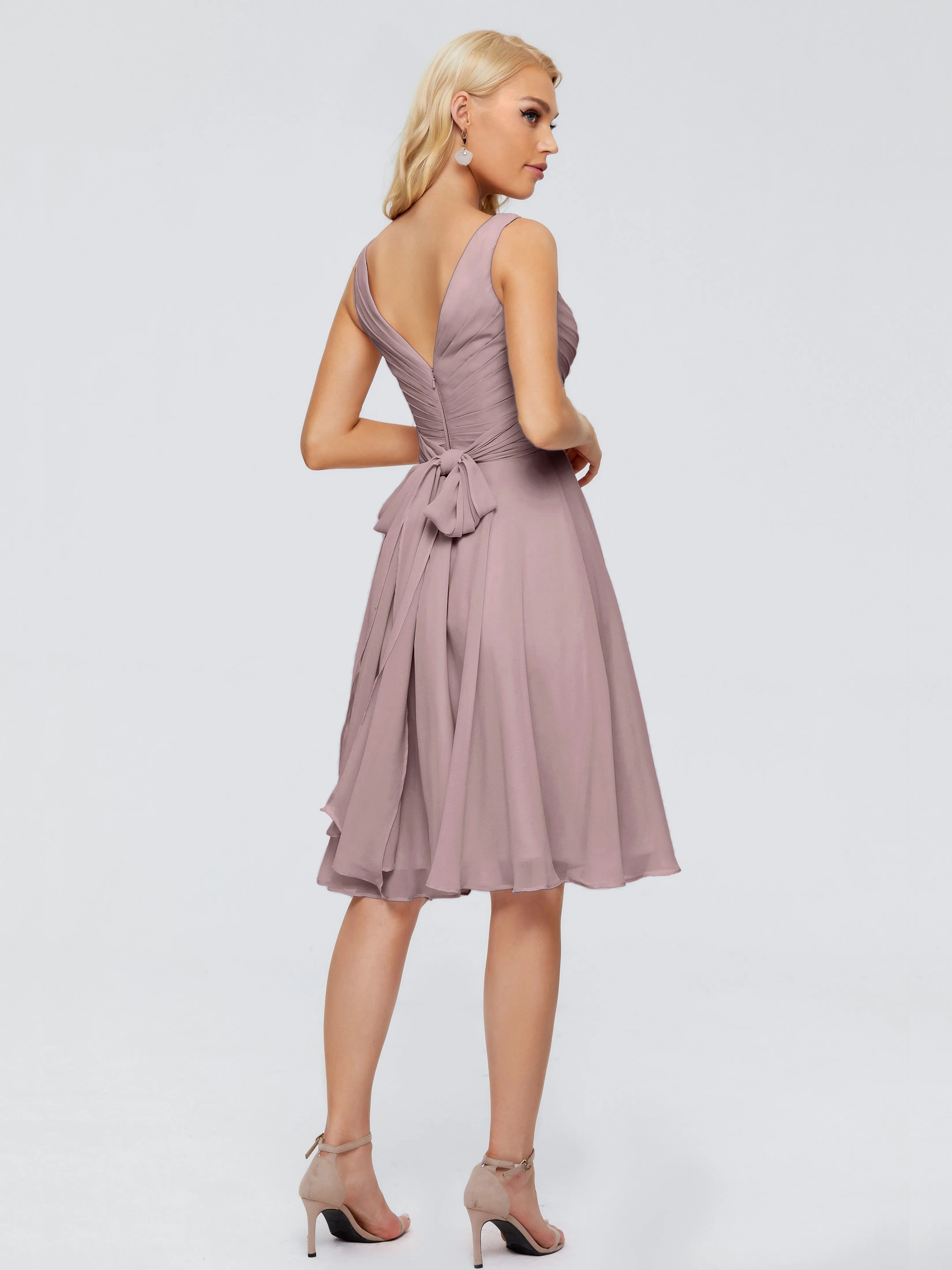 Jocelyn Lovely V-Neck Short Chiffon Bridesmaid Dresses